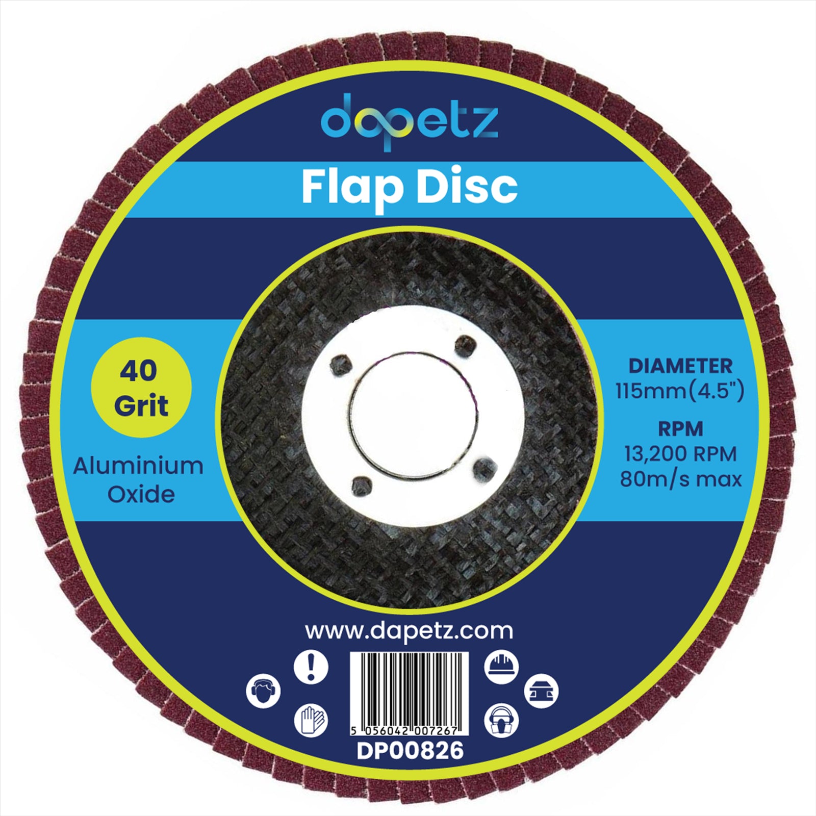 (Pack of 2) Angle Grinder Aluminium Oxide FLAP DISCS Grinding Wheels 115mm 4.5'' 40 Grit by Daptez