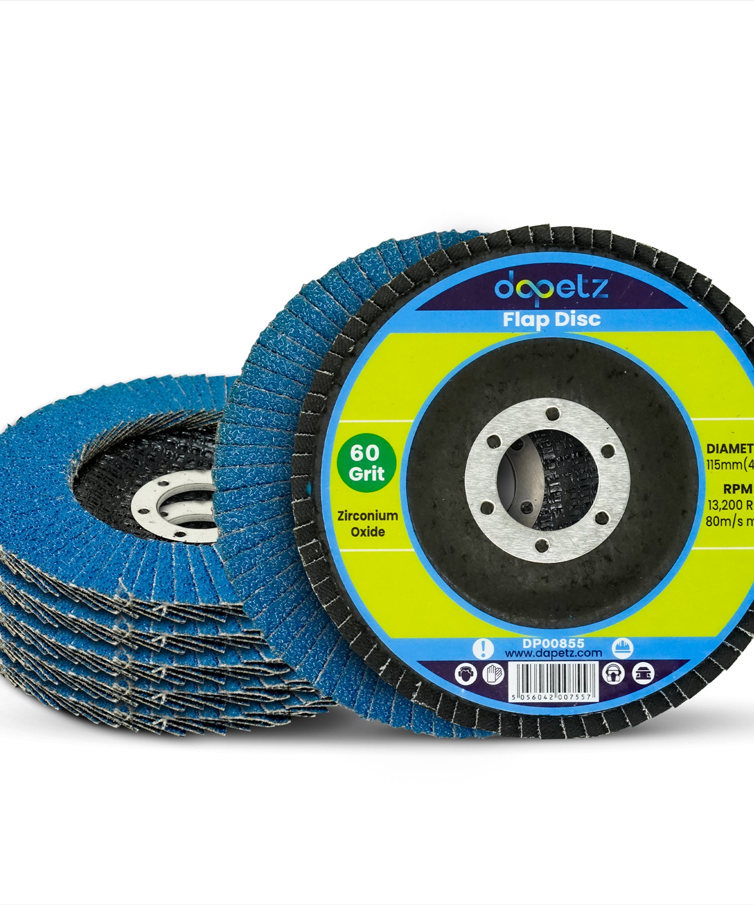 10 X Flap Grinding Sanding Discs 115mm 4.5" 40 60 80 Grit Angle Wheel Zirconium by Dapetz