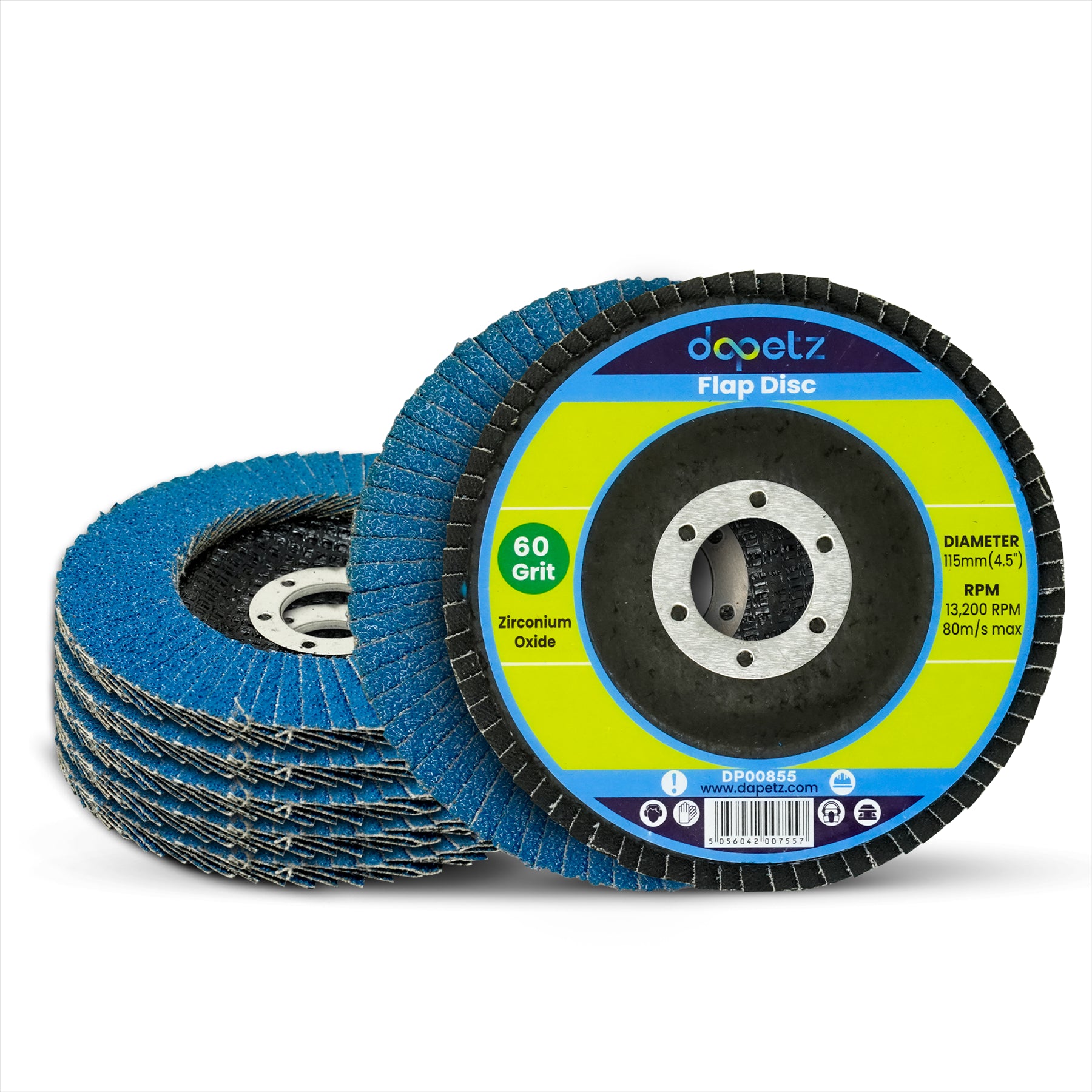 10 X Flap Grinding Sanding Discs 115mm 4.5" 40 60 80 Grit Angle Wheel Zirconium by Dapetz