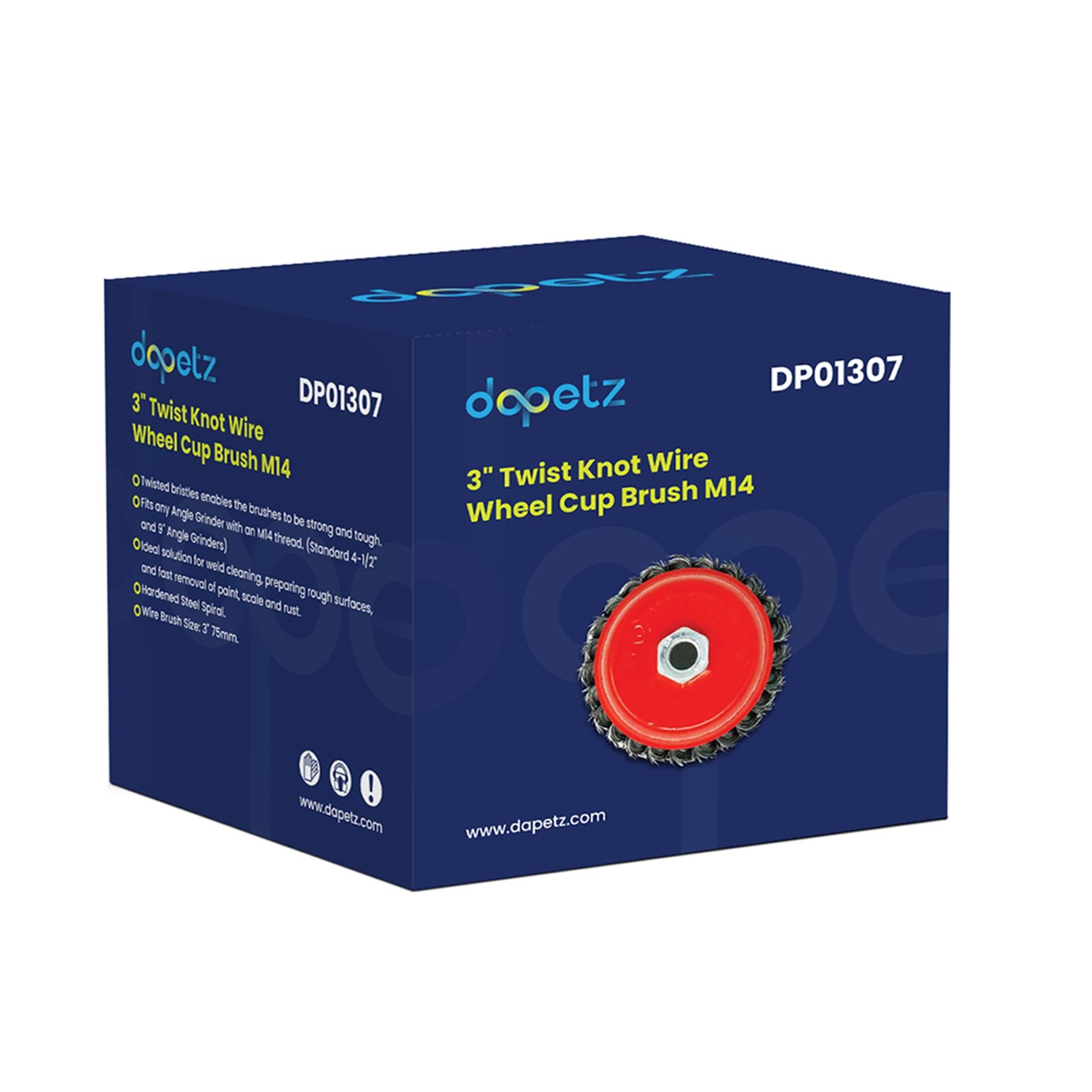 4PCs Twist Knot Wire Wheel Cup Brush Set for Angle Grinder 3" M14 Crew By Dapetz