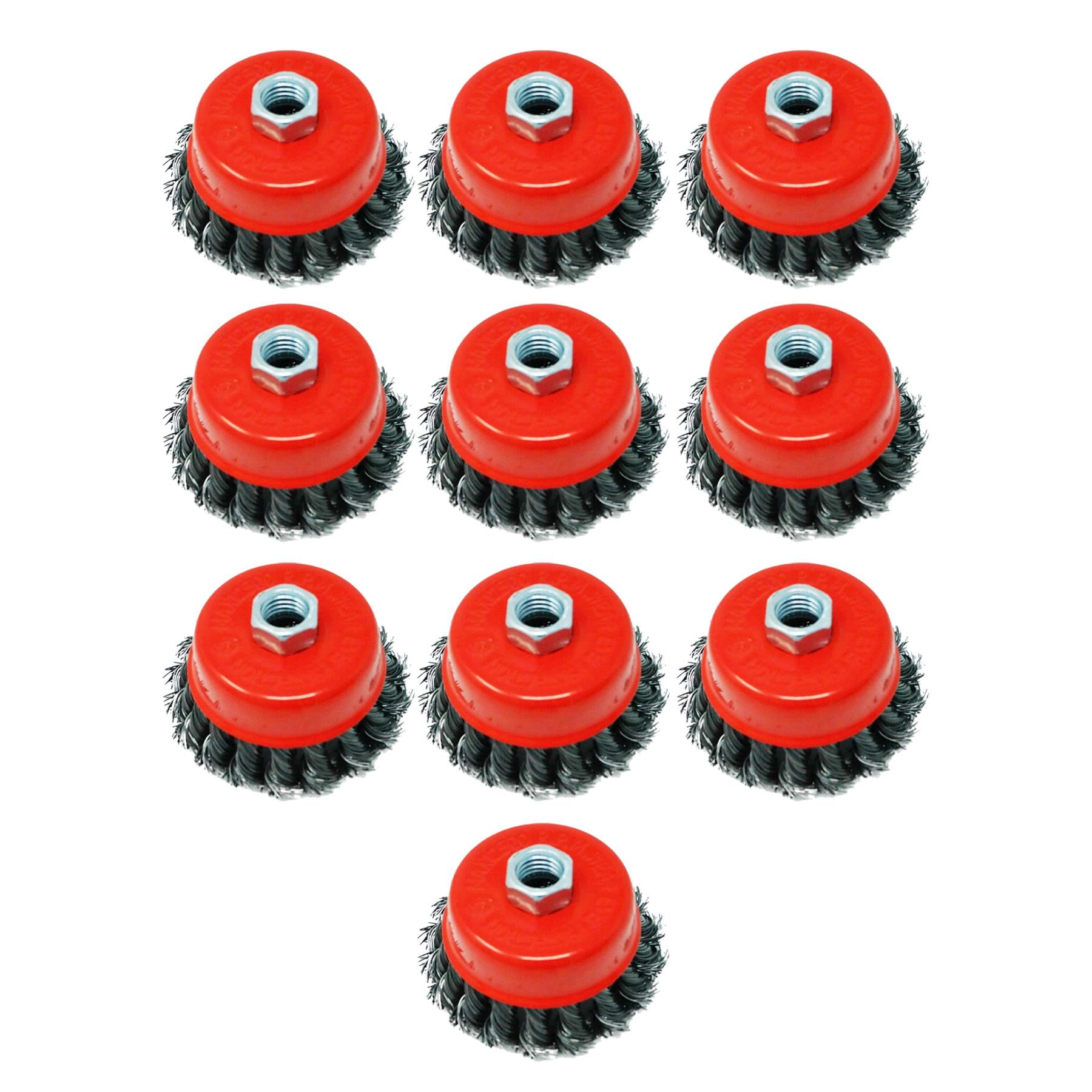 10x Twist Knot Wire Wheel Cup Brush Set For Angle Grinder 3" M14 Crew By Dapetz