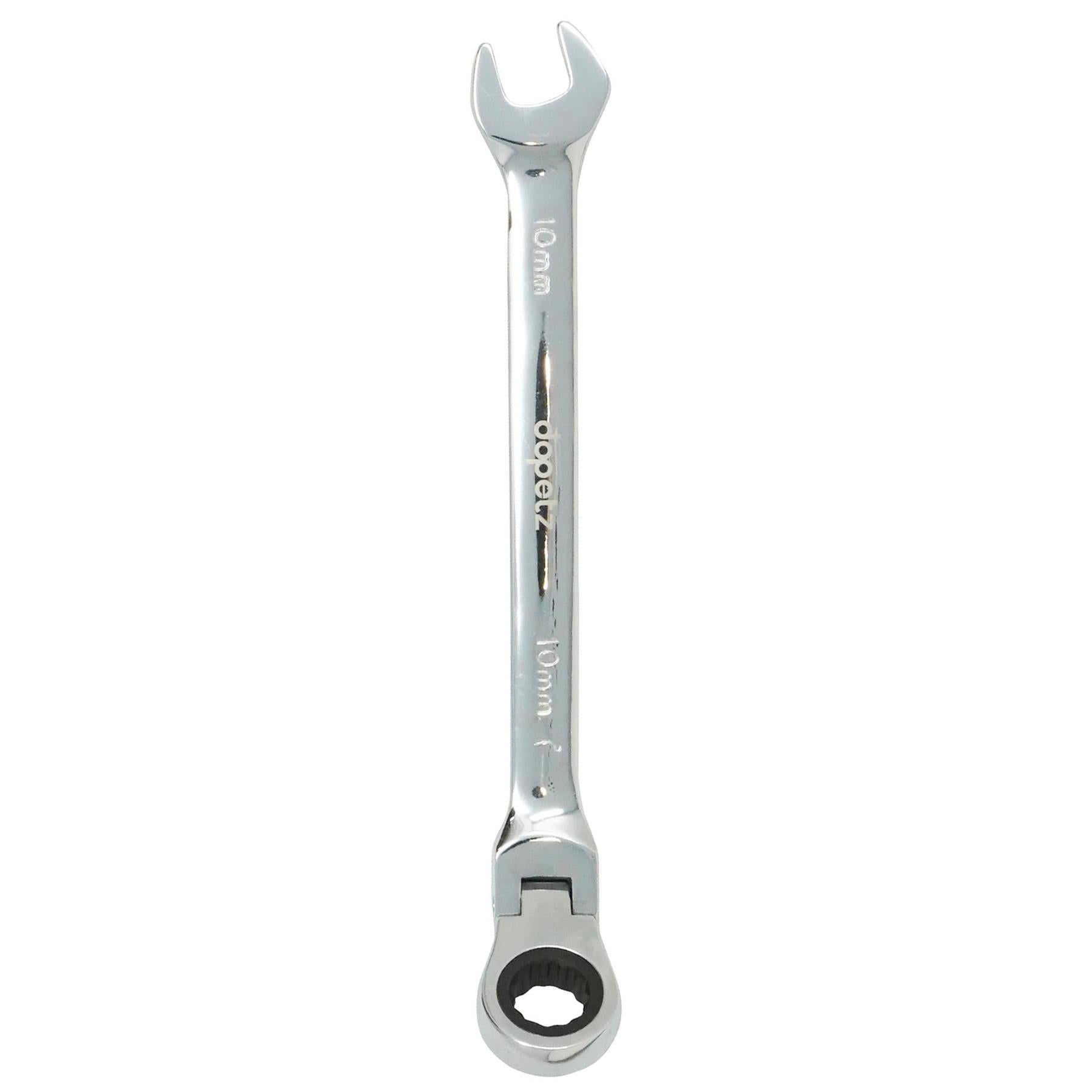 10mm Flexible Head Ratchet Metric Spanner Open End & Ring Chrome Plated for Corrosion Resistance By Dapetz