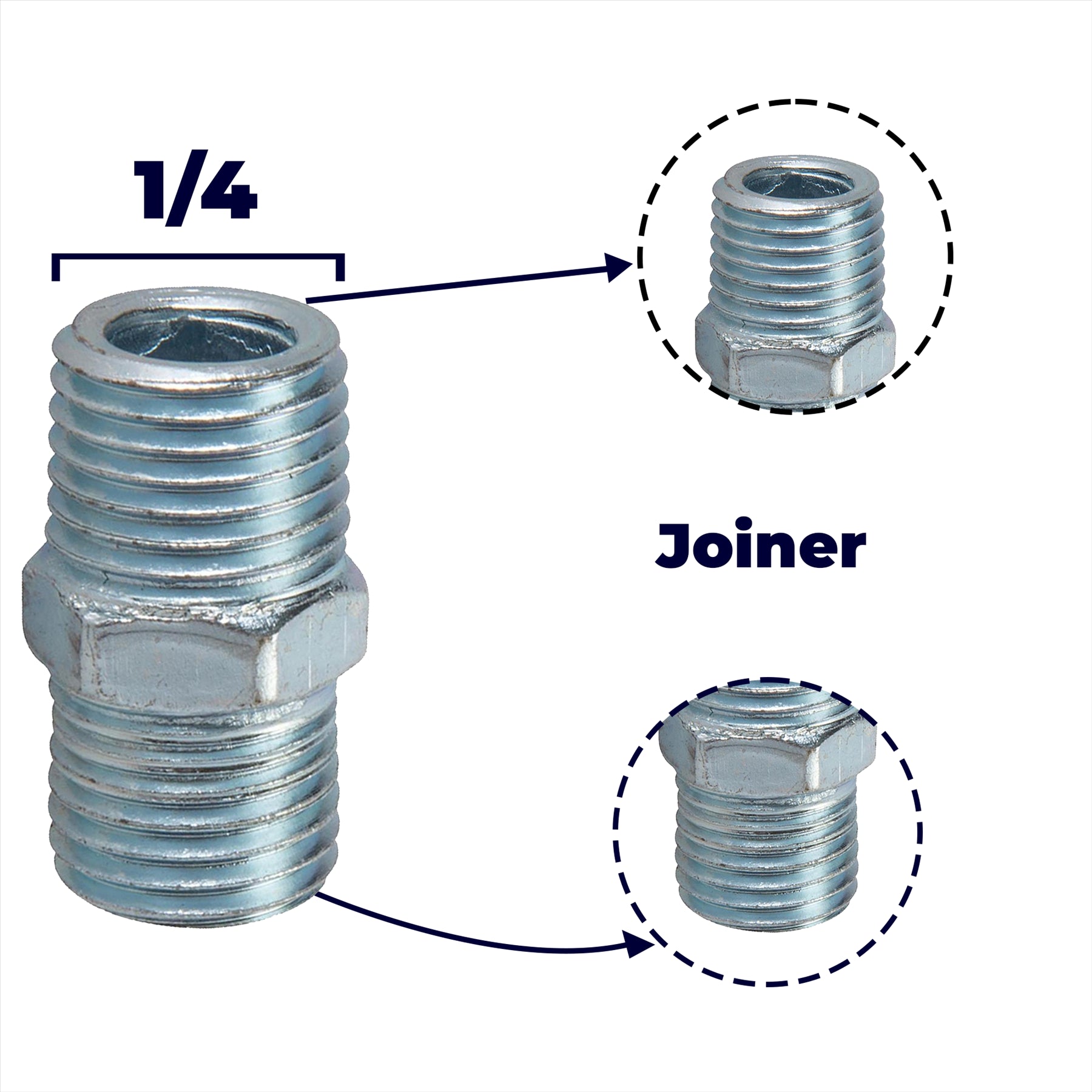 2 Equal Union Connector 1/4" Double Male Adaptor Airline Compressor Hose Fitting
