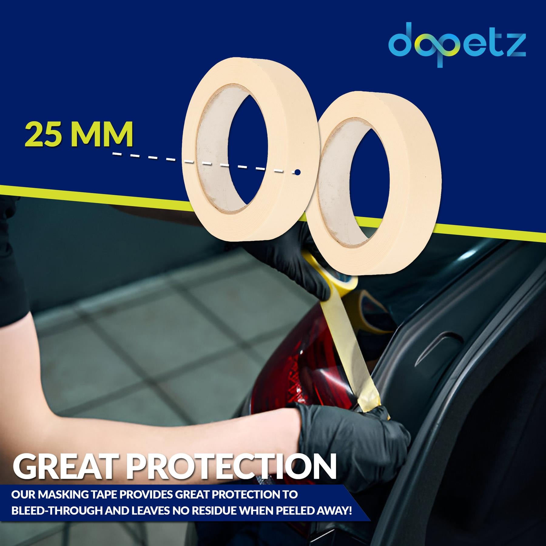 6PCS Masking Tape 25mm x 50m Professional Painting Automotive Auto Car White By Dapetz