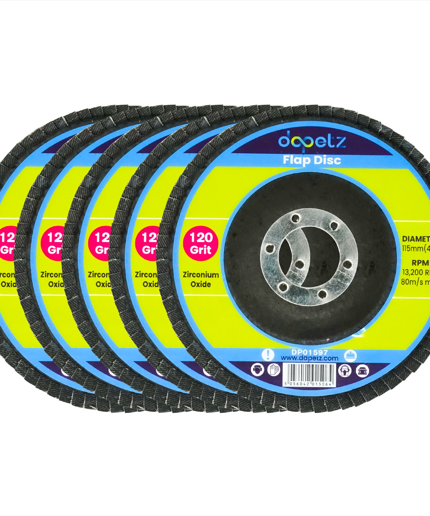 Flap Discs 115mm Sanding 10Pcs 60 120 Grit Grinding Disc 4.5" Zirconium Oxide by Dapetz
