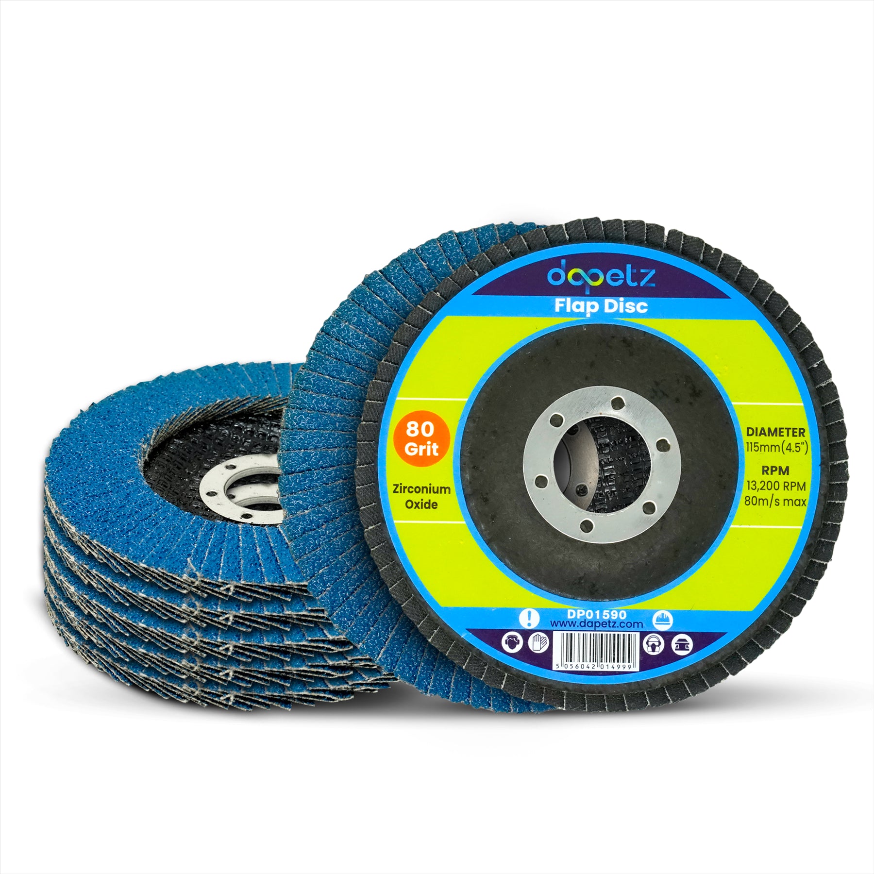10 X Flap Grinding Sanding Discs 115mm 4.5" 40 60 80 Grit Angle Wheel Zirconium by Dapetz