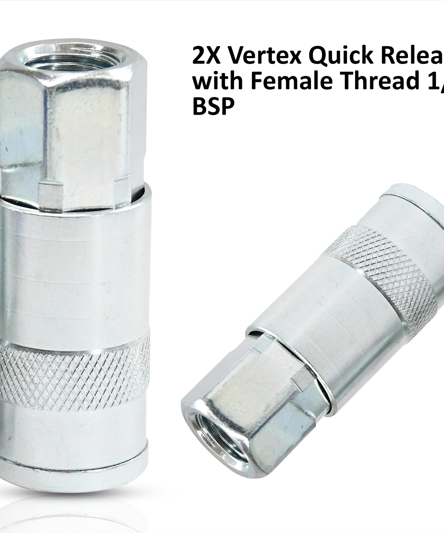 Vertex Air Line Fitting Quick Release Compressor Air Hose 1/4" Female Thread 2PC