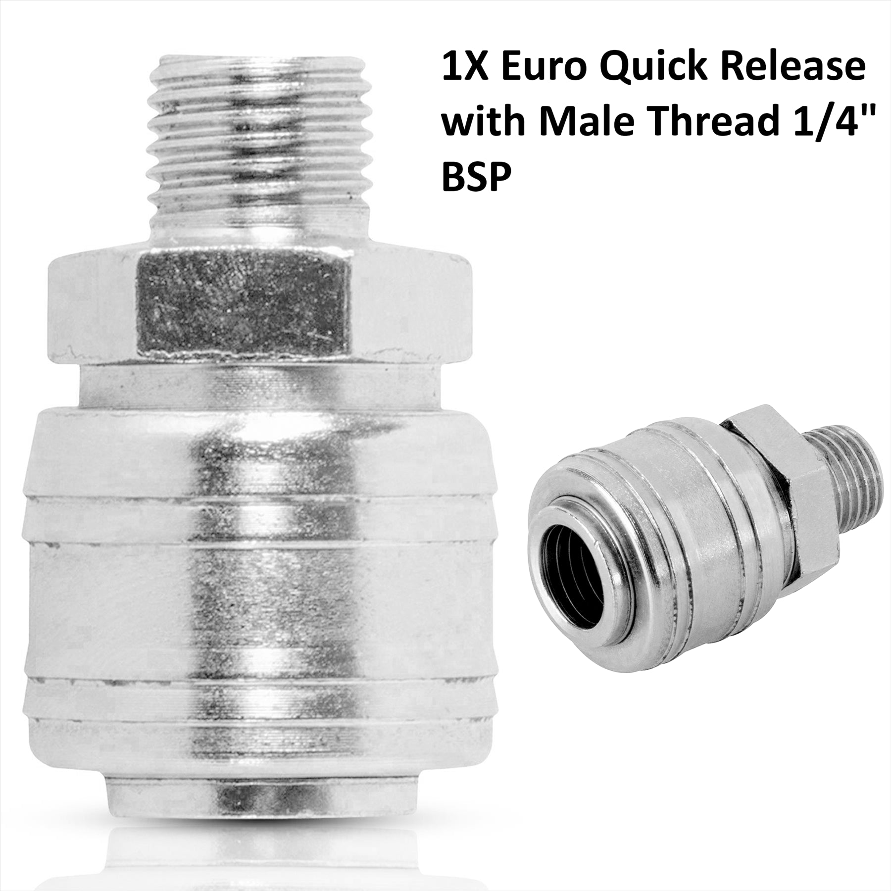 Euro Air Line Fitting Hose End Connector Male Female Quick Release 1/4" BSP 8Pcs