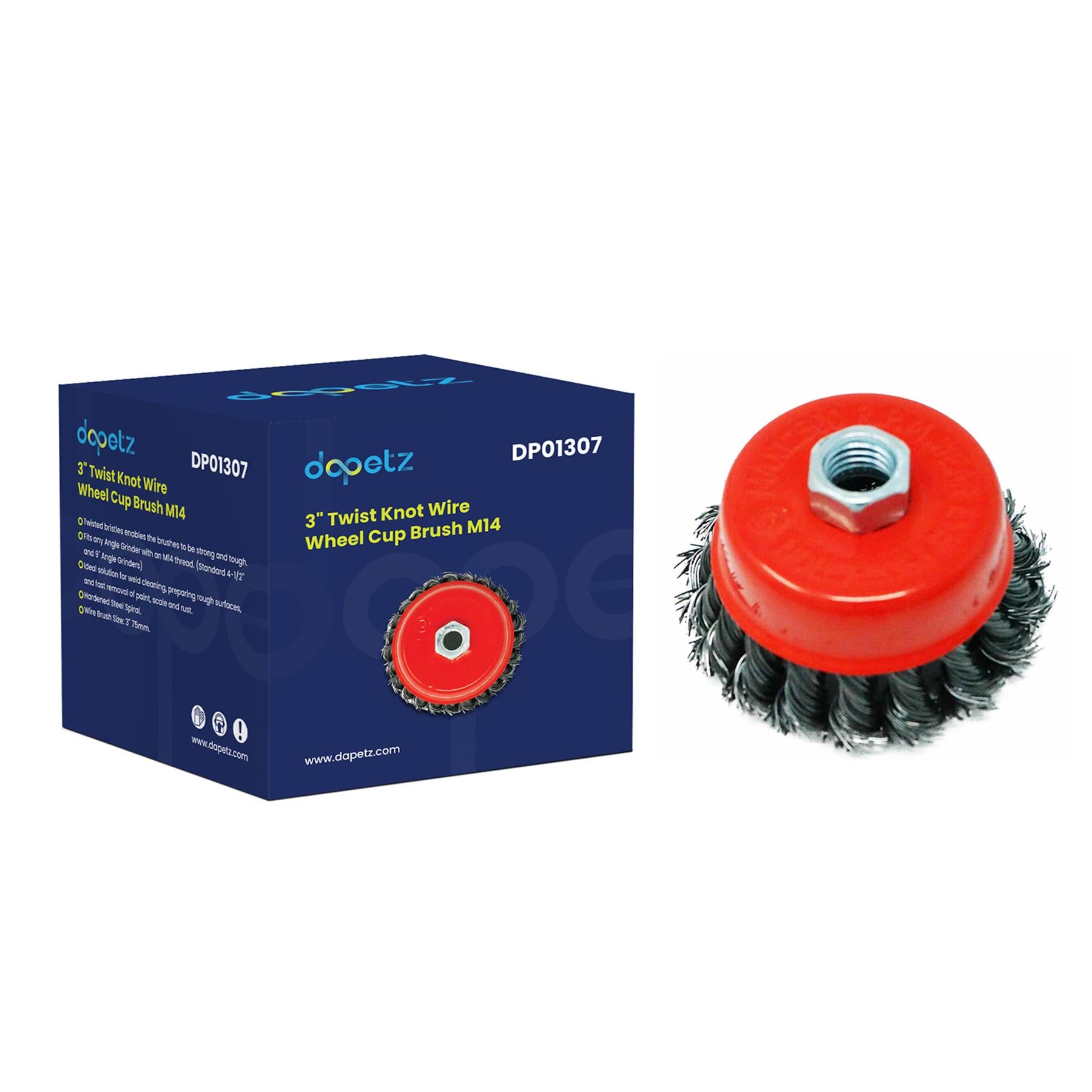 4PCs Twist Knot Wire Wheel Cup Brush Set for Angle Grinder 3" M14 Crew By Dapetz