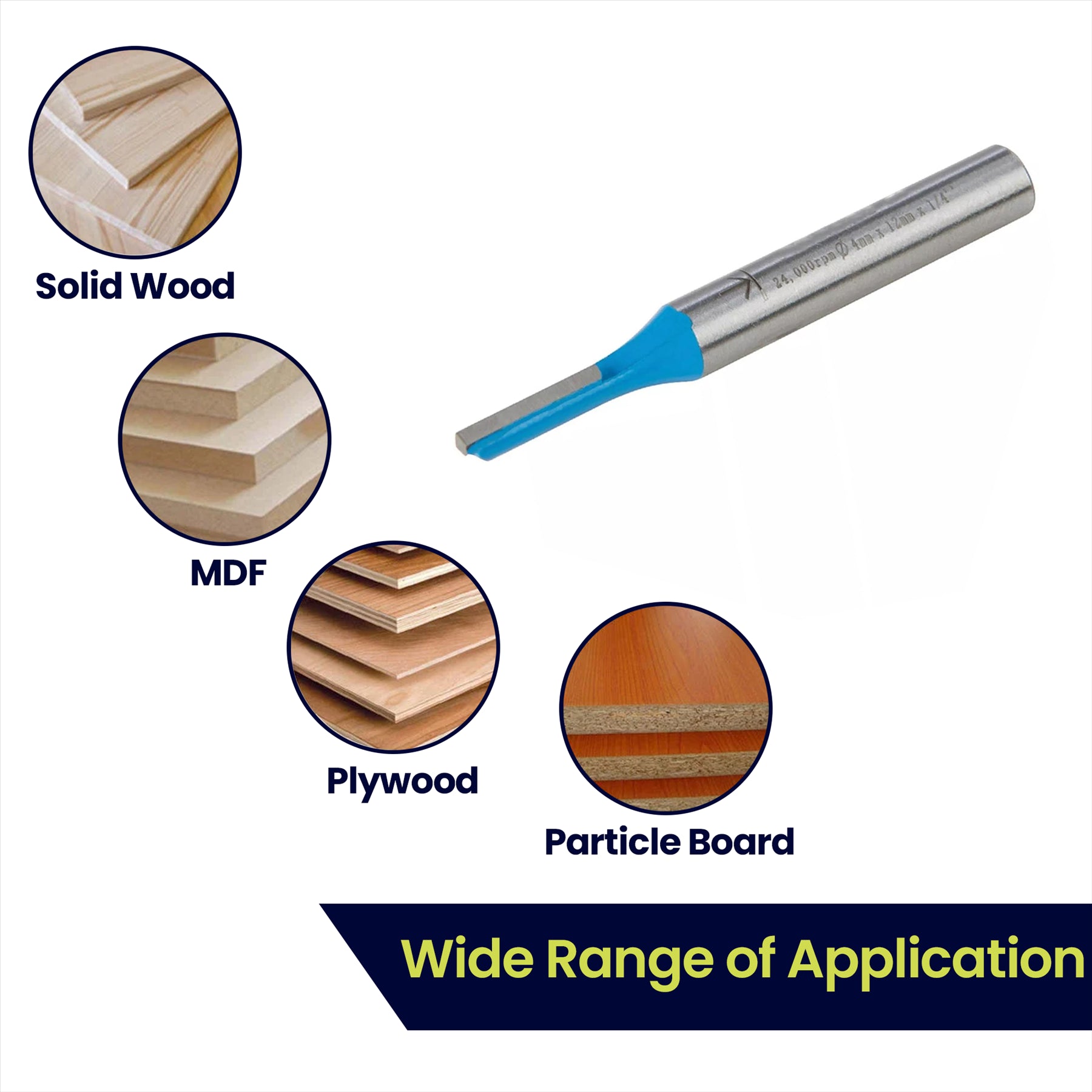 1/4" Shank Straight Metric Router Bits TCT Cut Cutter 12mm long x 4mm Diameter
