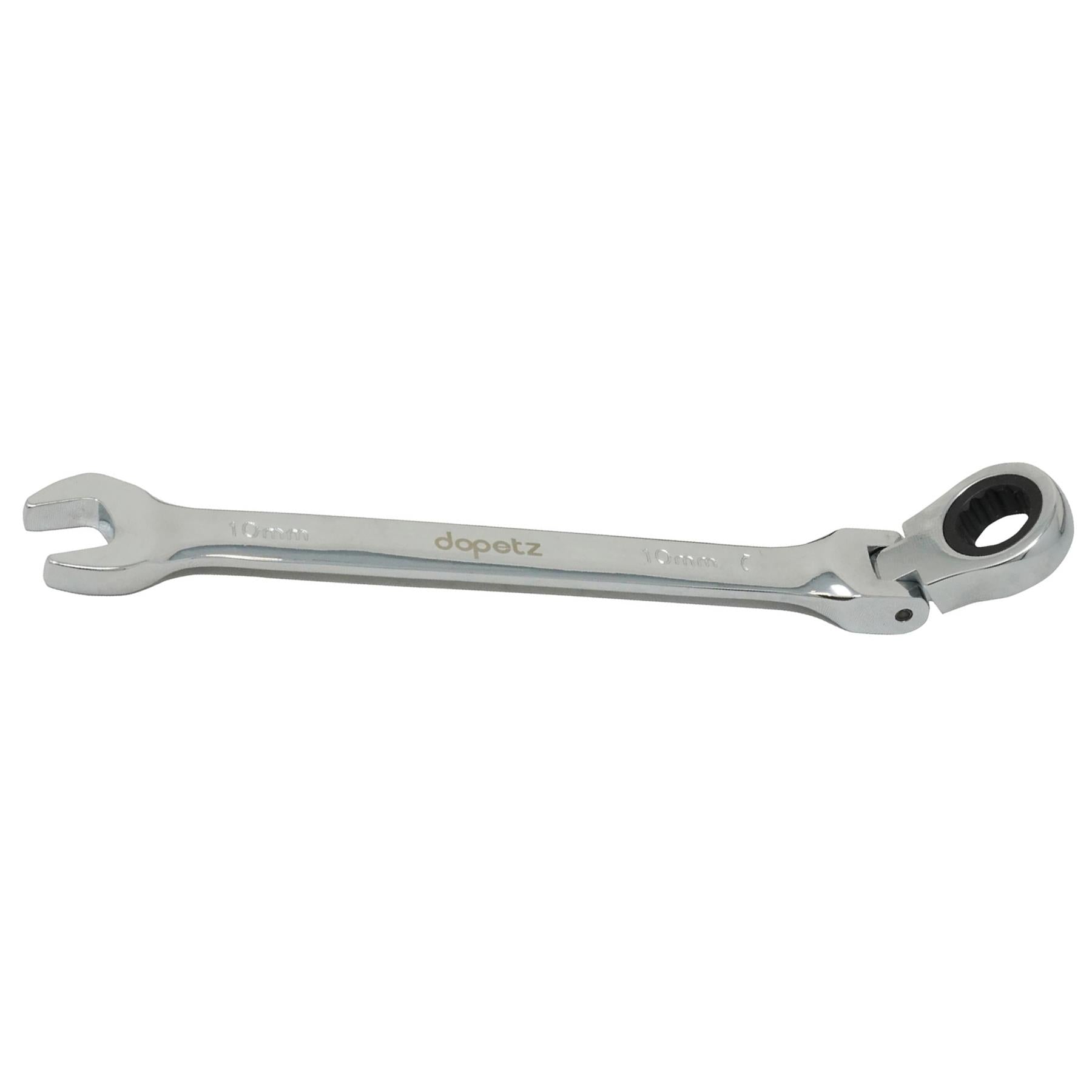 10mm Flexible Head Ratchet Metric Spanner Open End & Ring Chrome Plated for Corrosion Resistance By Dapetz