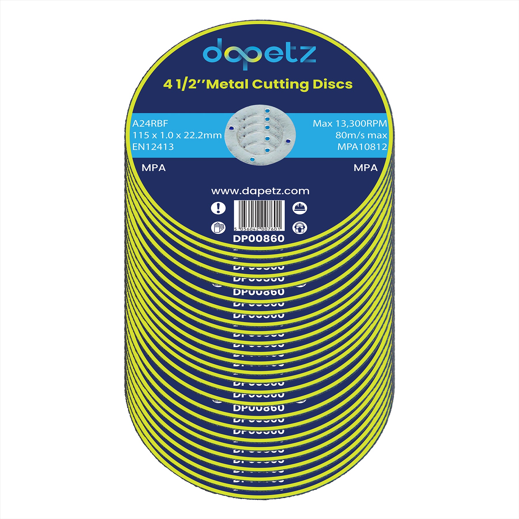 (Pack of 100) Ultra-Thin Metal Cutting / Slitting Discs 115mm for Angle Grinder | 1/2" by Dapetz