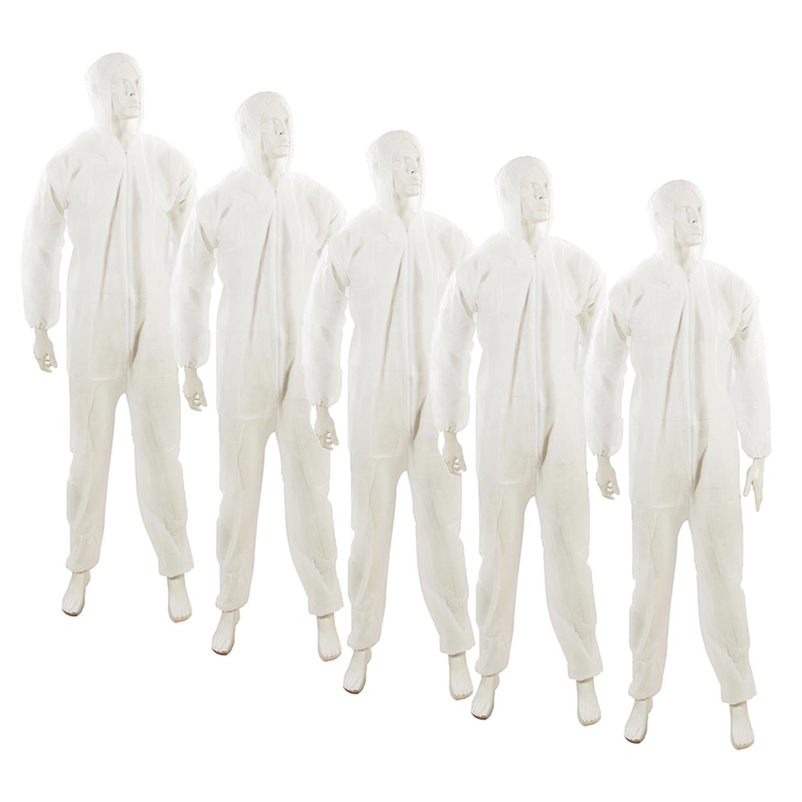(Pack of 5) Disposable Protective Paper Suits – Medium (120cm, 46") Coveralls by Dapetz