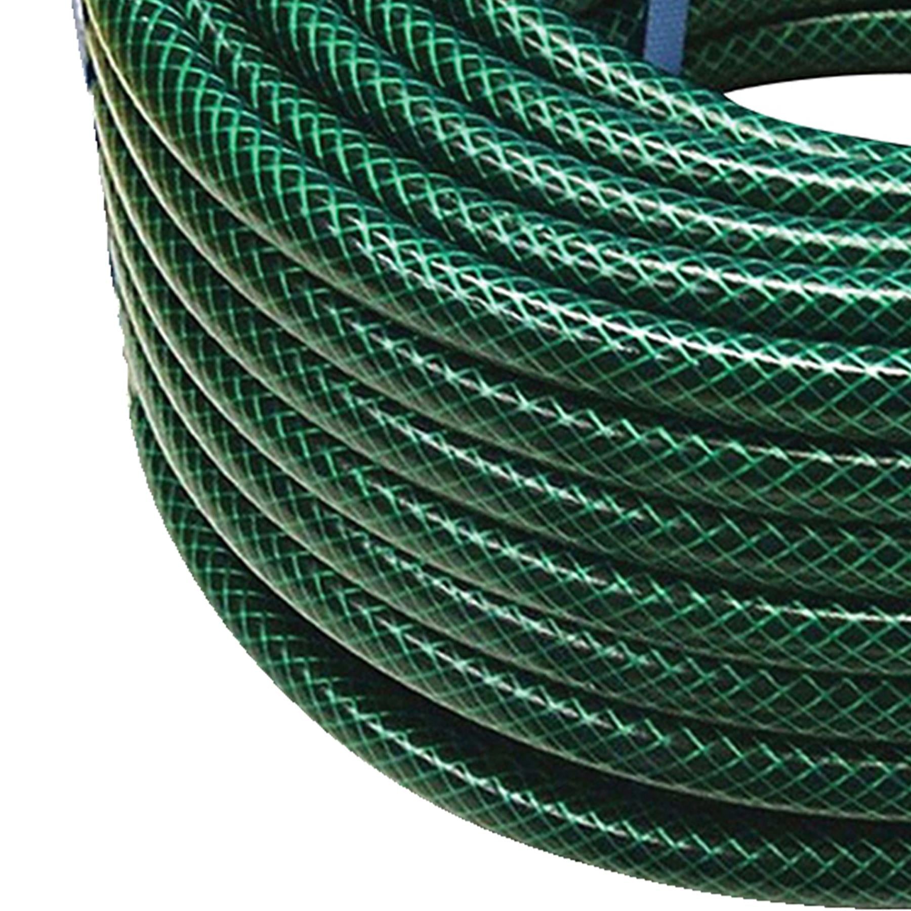 30M Garden Hose Pipe Reinforced PVC Watering Hosepipe + Spray Gun Set Green