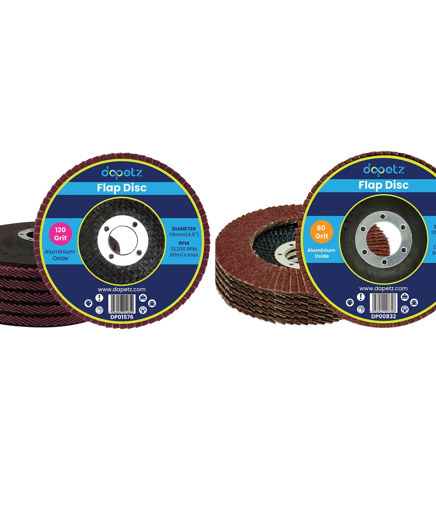 Flap Discs 80 & 120 Grit | 115mm Sanding & Grinding Wheels for 4.5" Angle Grinders (Pack of 10) By Dapetz