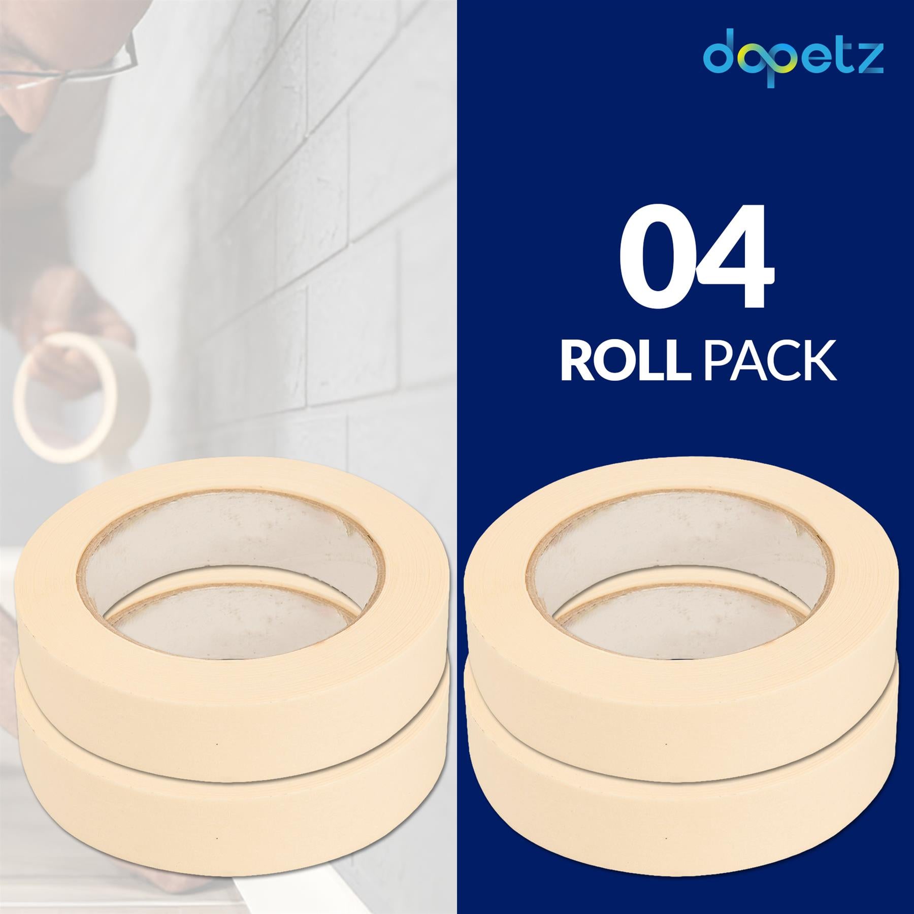 4PCS Masking Tape 25mm x 50m Professional Painting Automotive Auto Car White By Dapetz