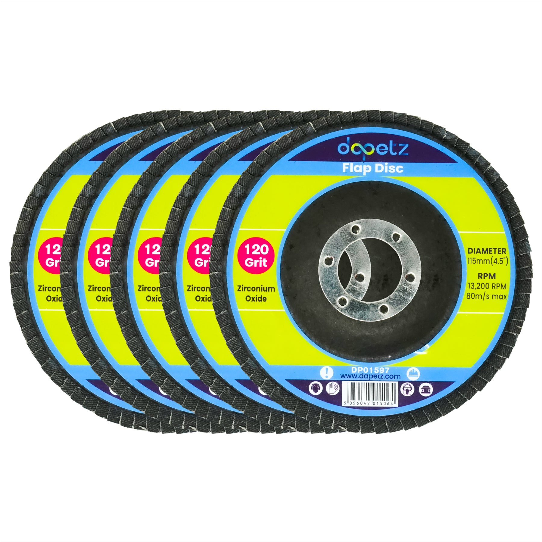 Flap Discs 115mm Sanding 10Pcs 120 Grit Grinding Wheel Disc 4.5" Zirconium Oxide By Dapetz