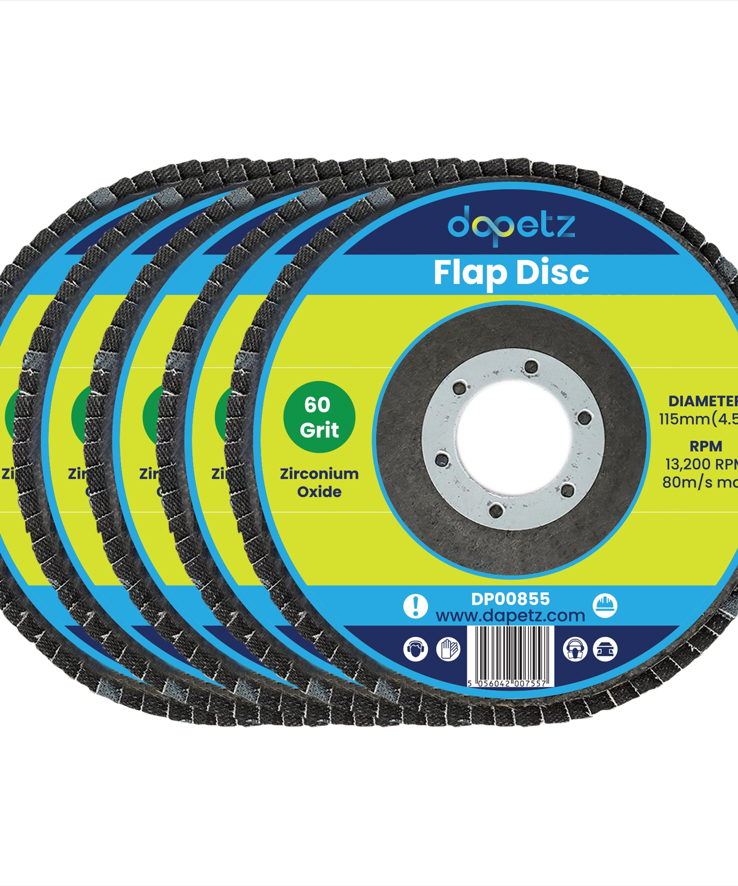 10 X Flap Grinding Sanding Discs 115mm 4.5" 40 60 80 Grit Angle Wheel Zirconium by Dapetz