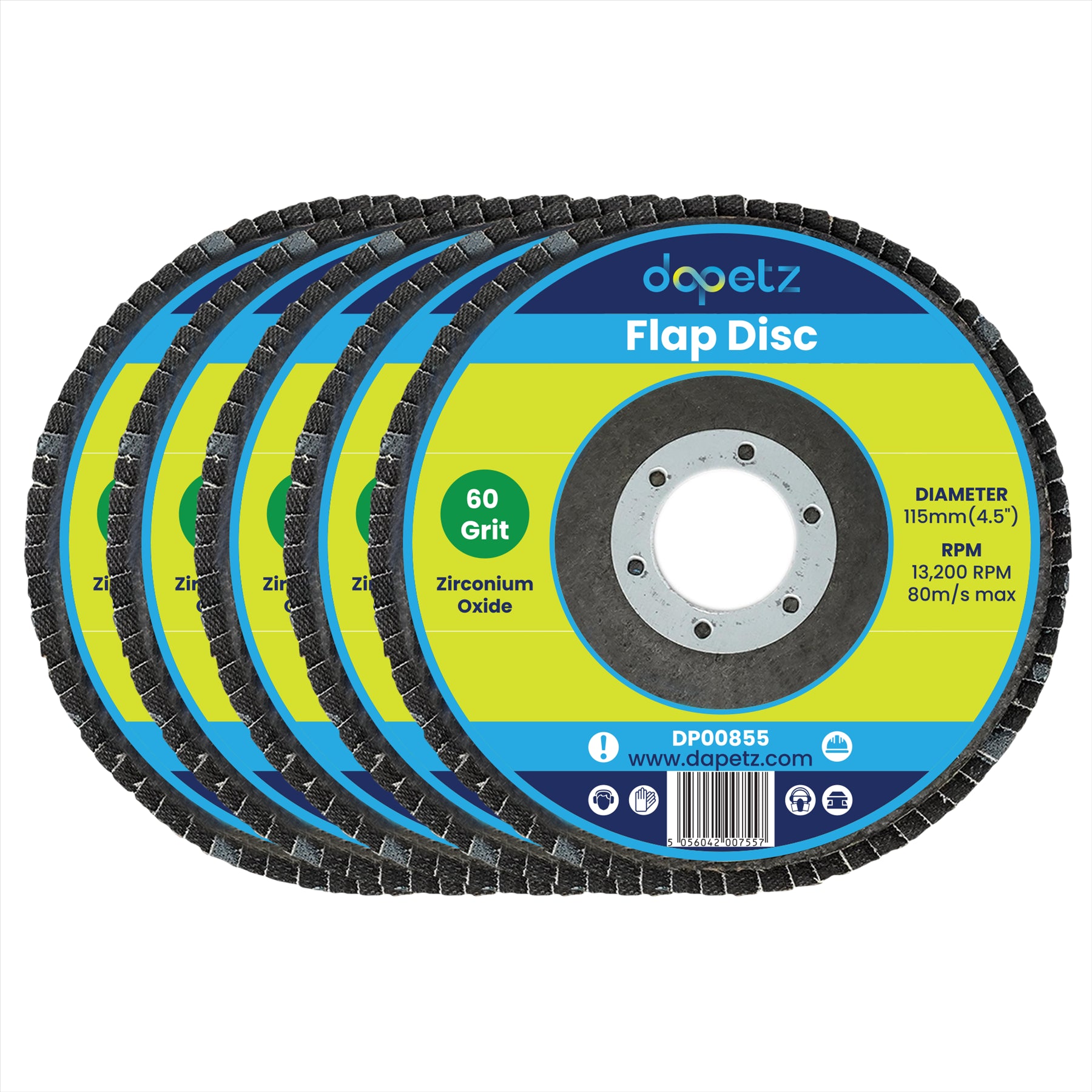 10 X Flap Grinding Sanding Discs 115mm 4.5" 40 60 80 Grit Angle Wheel Zirconium by Dapetz