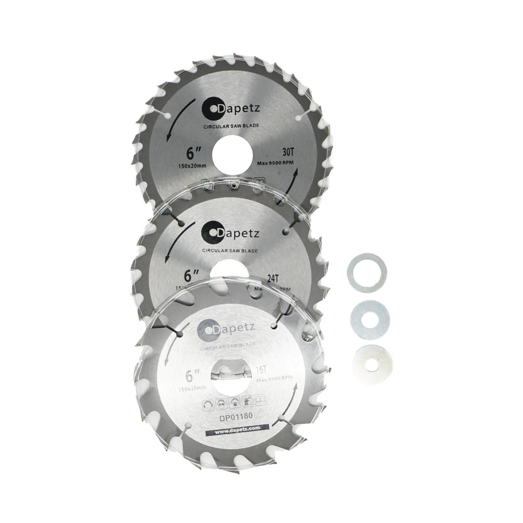 3 TCT Circular Saw Blade 150mm Diameter 30mm Bore | Mitre & Chop Saw by Dapetz
