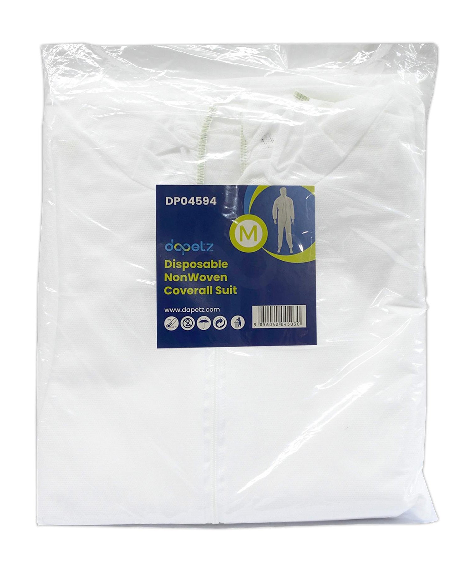 (Pack of 5) Disposable Protective Paper Suits – Medium (120cm, 46") Coveralls by Dapetz