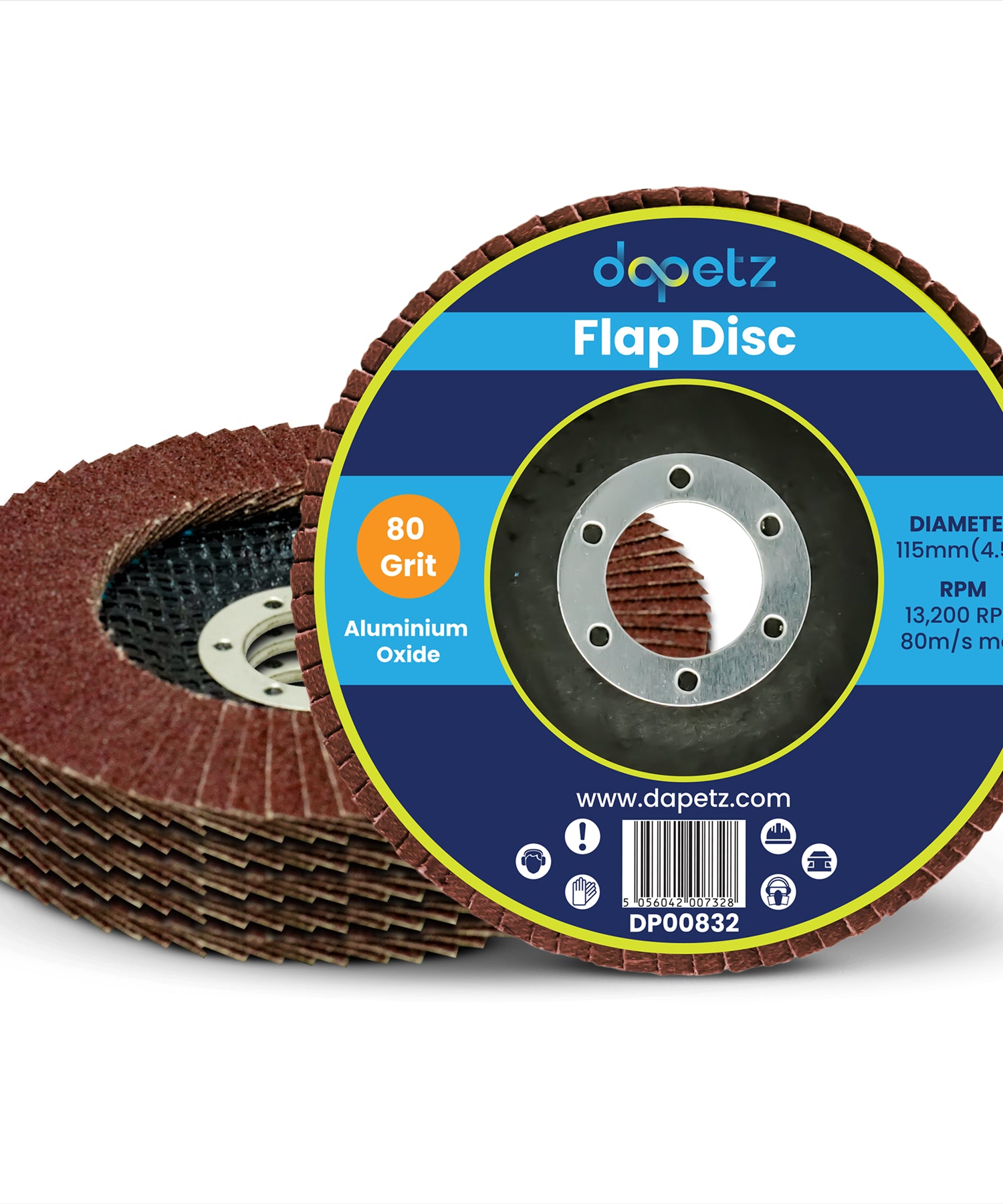 Flap Discs 80 & 120 Grit | 115mm Sanding & Grinding Wheels for 4.5" Angle Grinders (Pack of 10) By Dapetz
