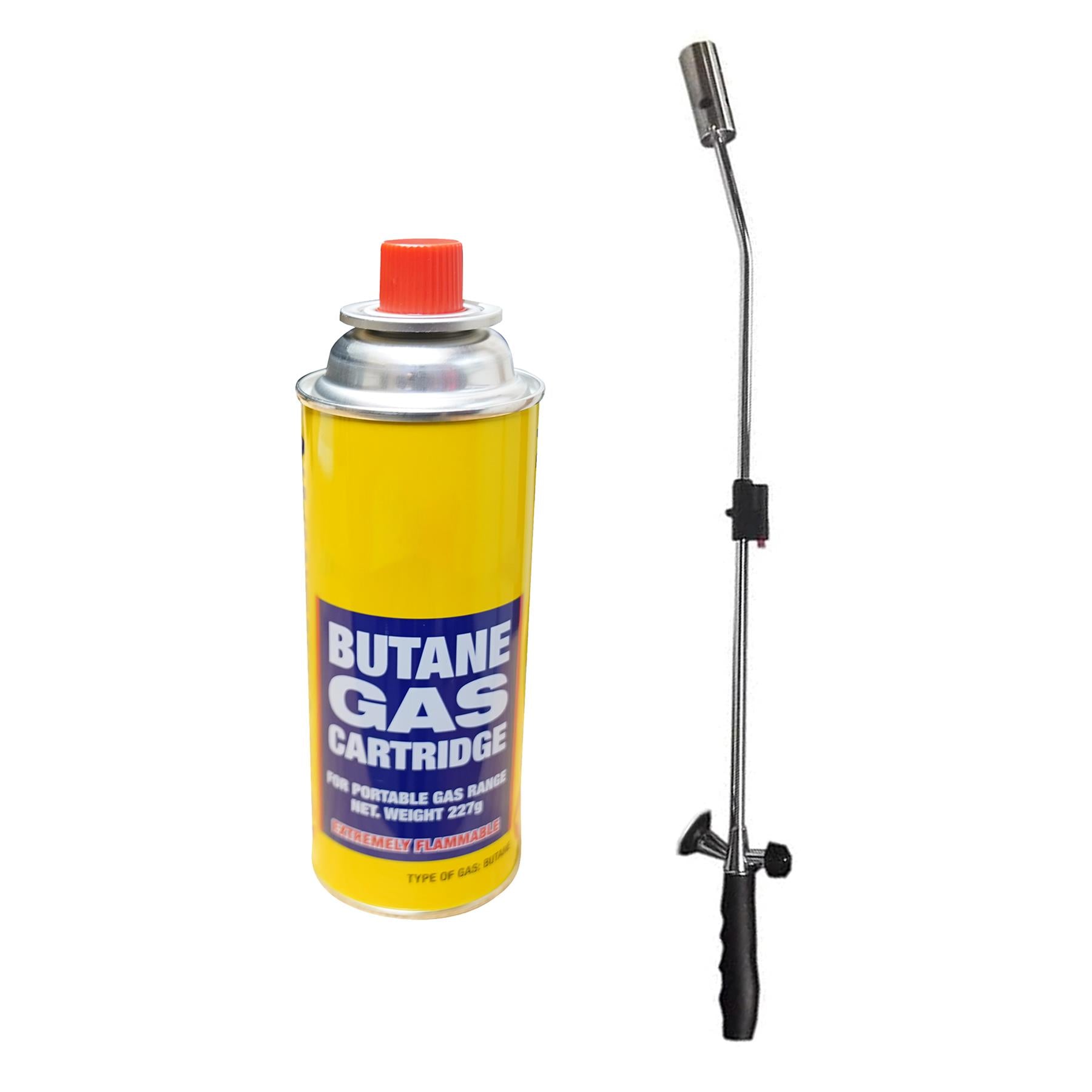 Butane Wand Blowtorch For Weed Gas Burner Torch with Adjustable Flame Weeds Killer Burner Flame Thrower With 8 Gas Refills Canisters with adaptor Converts Fuel Canister Head for Long Gas Tank