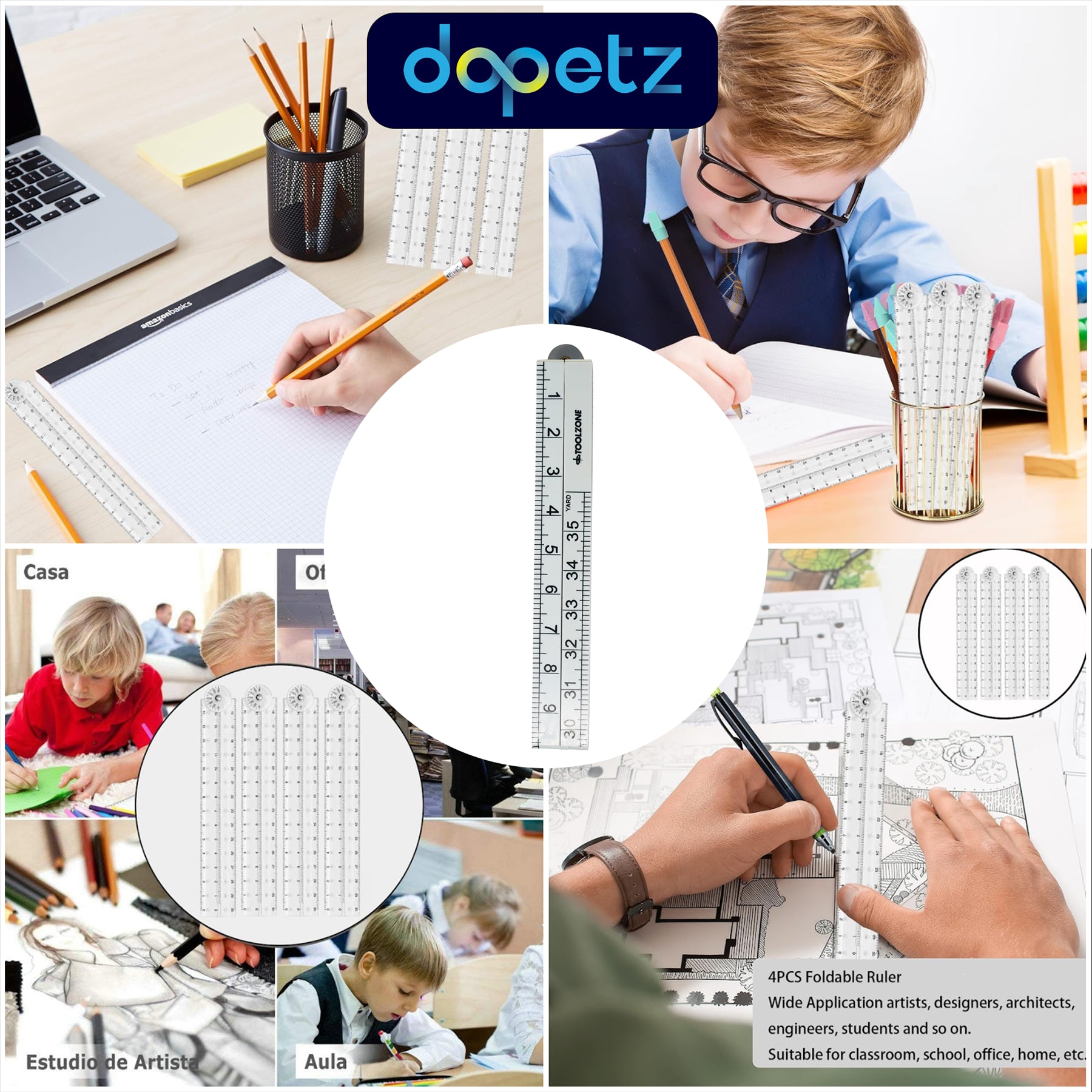 1m Folding Ruler Plastic Rule Measure 3ft Yellow 1000mm