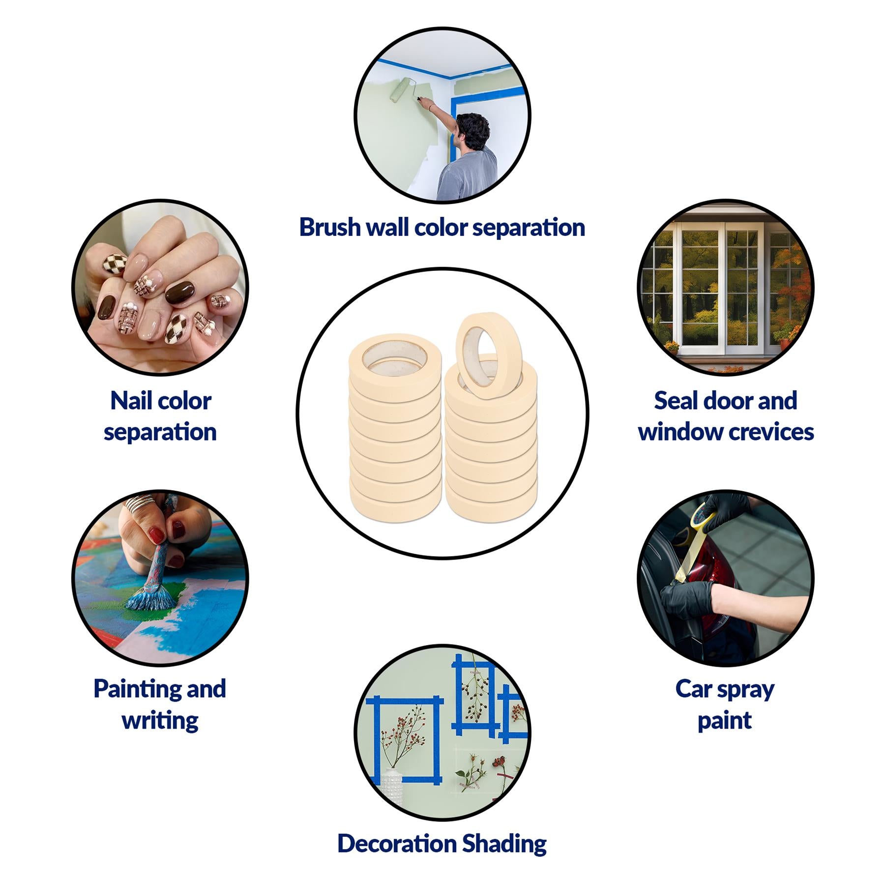 3PCS Masking Tape 25mm x 50m Professional Painting Automotive Auto Car White By Dapetz