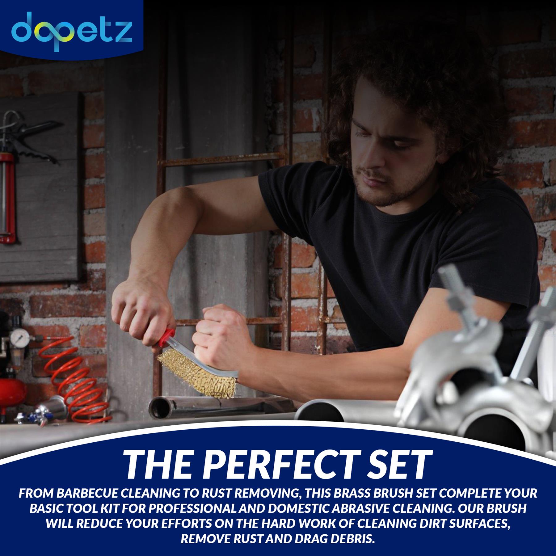 Brass Coated Hand Wire Brush With Plastic Handle . Heavy Duty DIY Tool Paint Rust Remover 35mm by Daptez