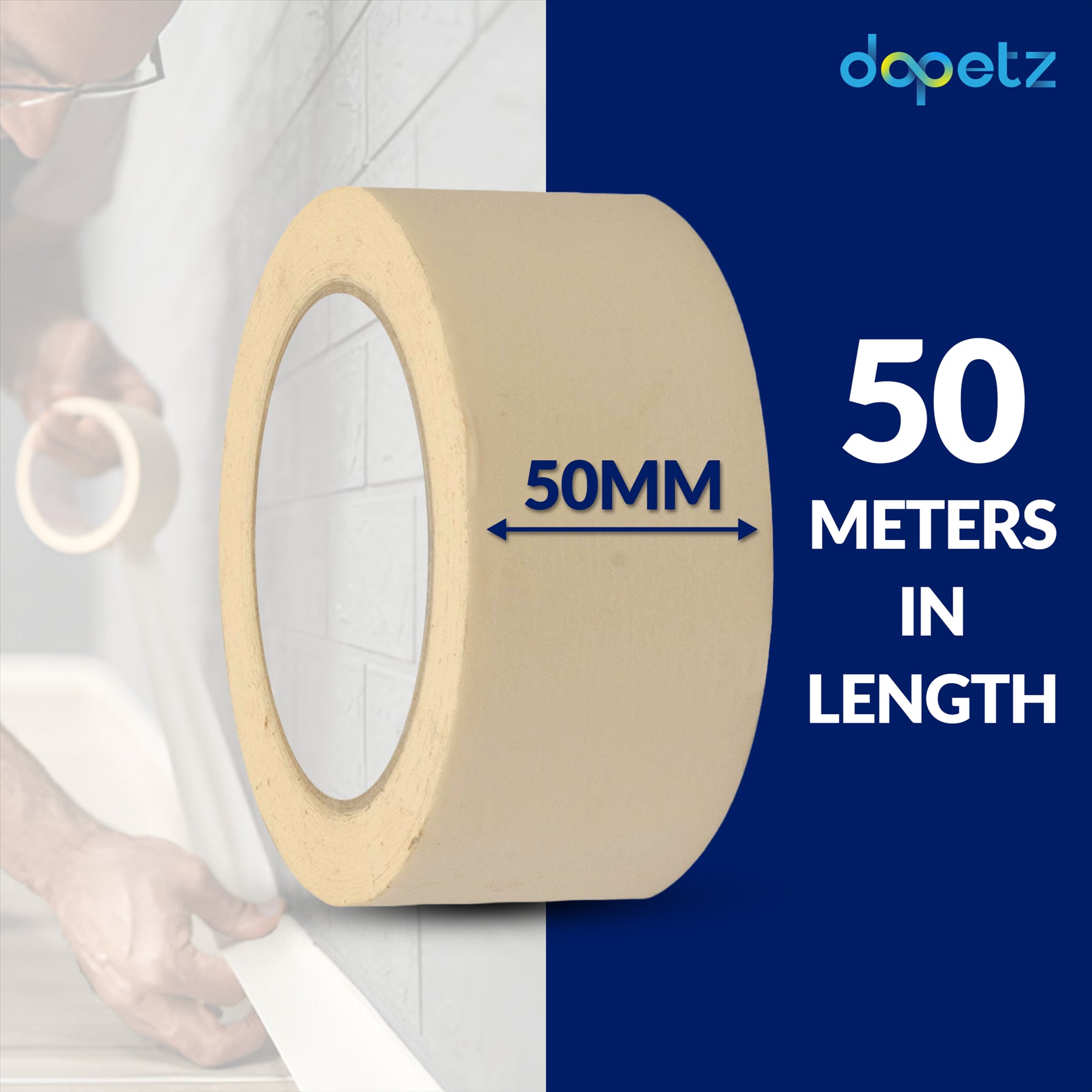 36 Rolls-UV-Resistant-White-Painters-Clean-Peel-Masking Tape 50mm x 50m By Dapetz