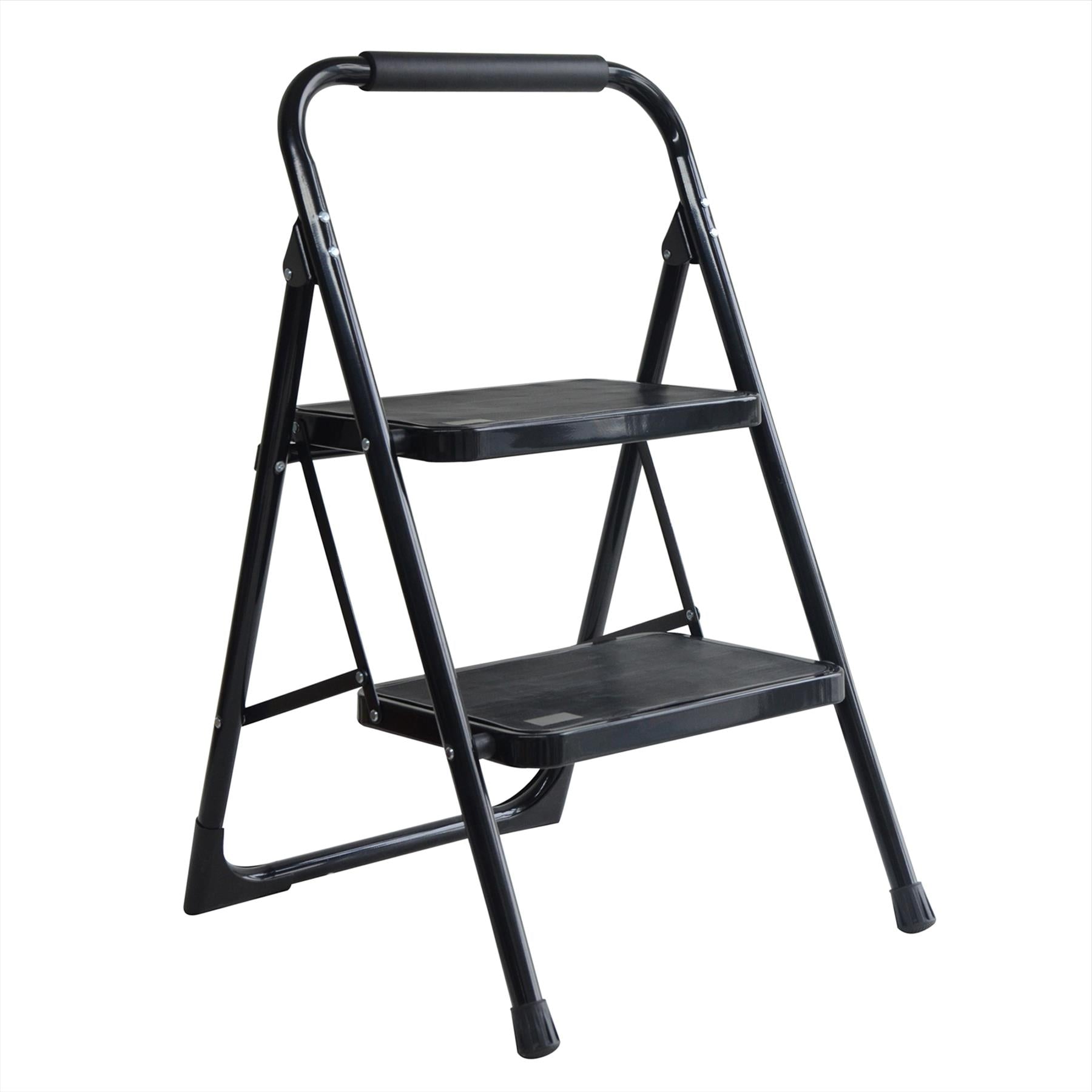 2 Step Ladder Folding Portable Compact Heavy Duty Iron Anti-Slip Mat Stool