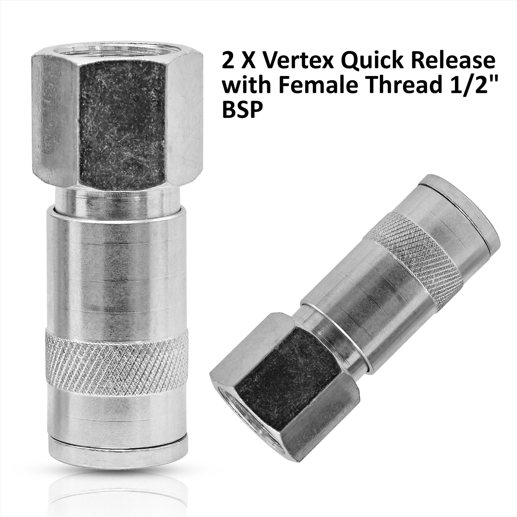 Vertex Air Line Fitting Quick Release Compressor Air Hose 1/2" Female Thread 2PC