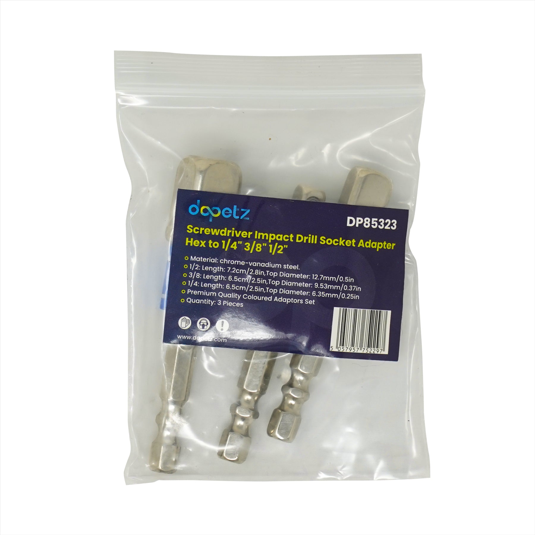 Screwdriver Impact Drill Socket Adapter Hex To 1/4" 3/8" 1/2" Inch Bit Ratchet T 3PCS By Dapetz