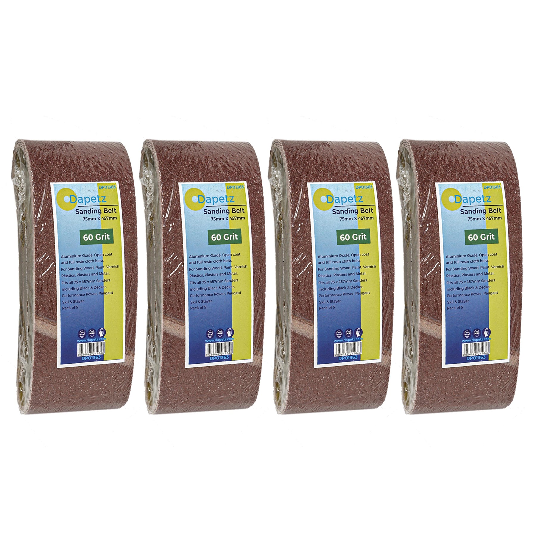 (Pack of 20) Power Tool Sander Sanding Belt 75mm X 457mm 60 Grit Coarse – Ideal for DIY Projects by Dapetz