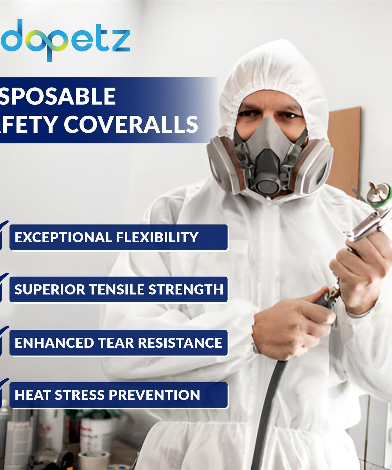 20 x Disposable Paper Suit Protective Overall Coveralls Medium - 120cm / 46" By Dapetz
