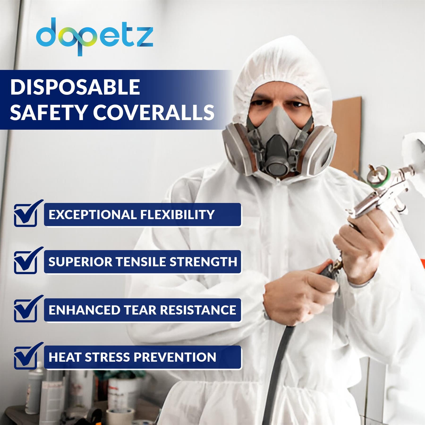 20 x Disposable Paper Suit Protective Overall Coveralls Medium - 120cm / 46" By Dapetz