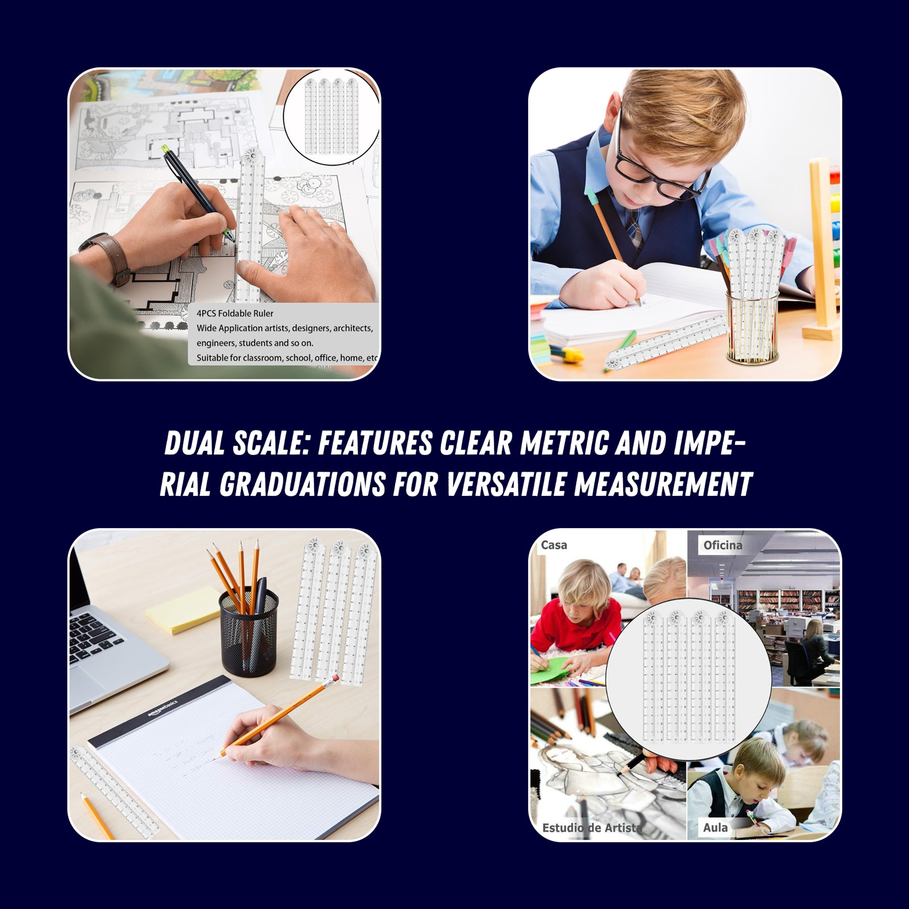 1m Folding Ruler Plastic Rule Measure 3ft Yellow 1000mm