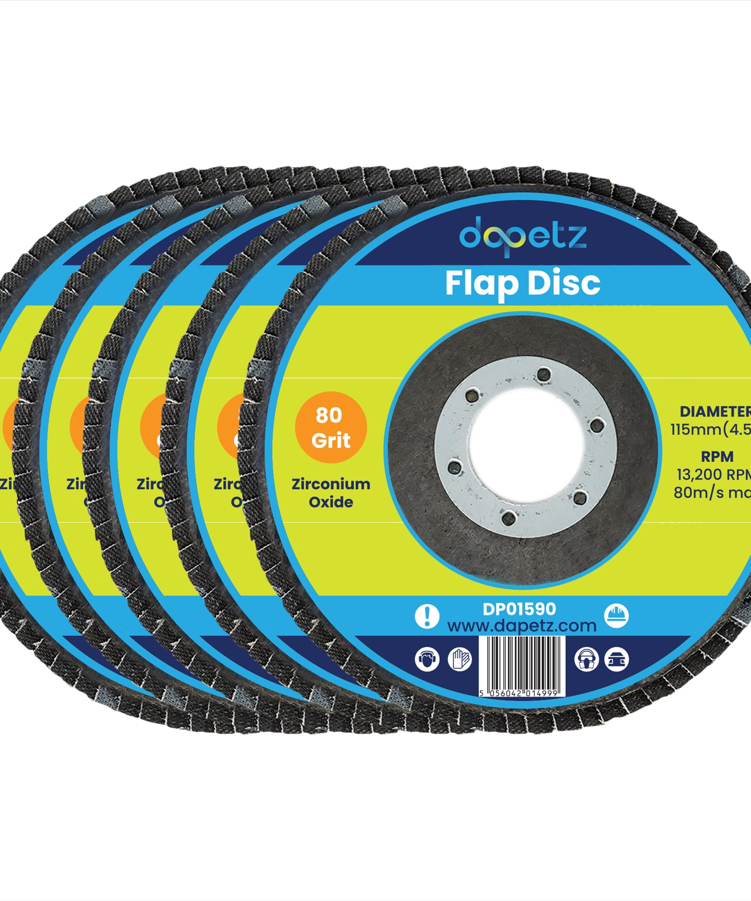 10 X Flap Grinding Sanding Discs 115mm 4.5" 40 60 80 Grit Angle Wheel Zirconium by Dapetz