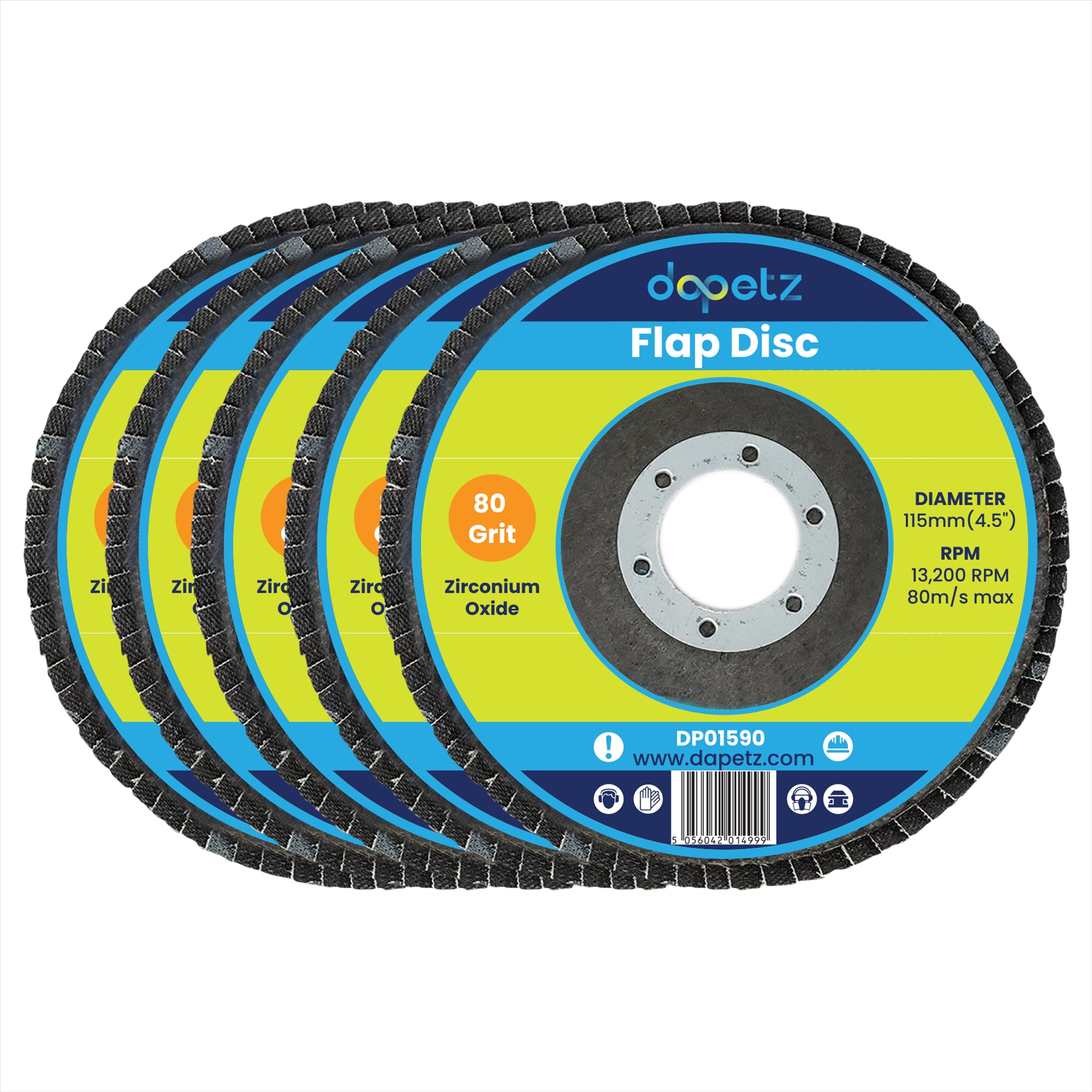 10 X Flap Grinding Sanding Discs 115mm 4.5" 40 60 80 Grit Angle Wheel Zirconium by Dapetz