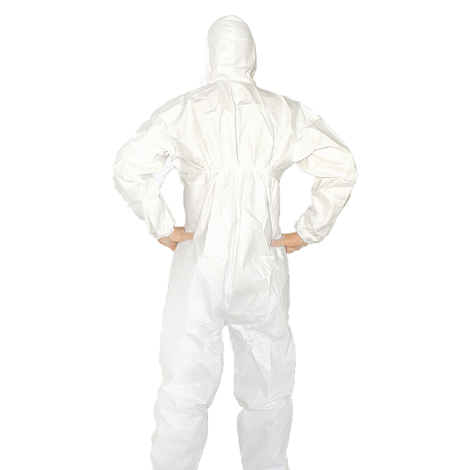 Disposable Breatheable Coveralls Boile Hood Protective Suit With Zip Medium