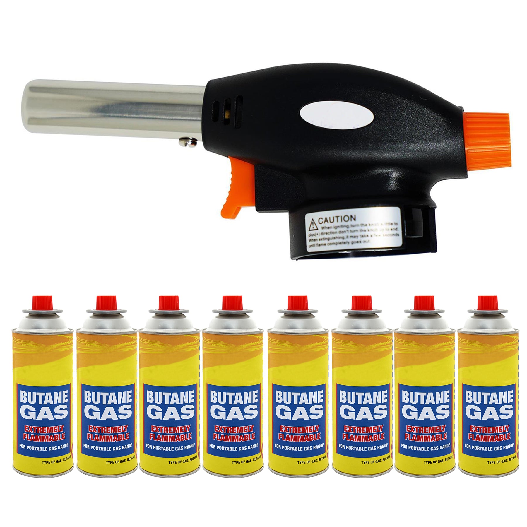 Blow Torch Butane Gas Auto Chef Creme Brulee Cooking Soldering Camping 8 Gas Can
