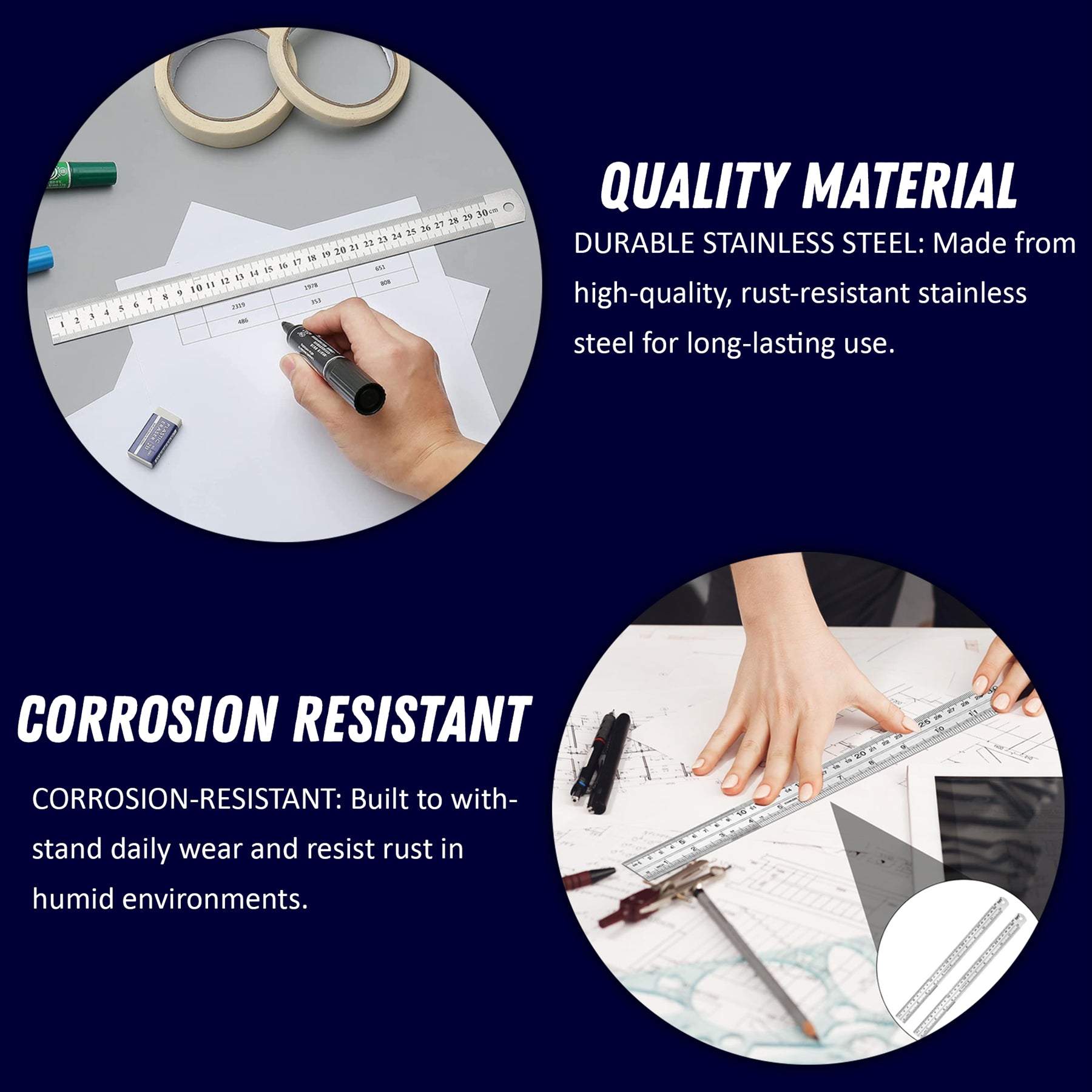 Stainless Steel 12" Metal Ruler Metric & Imperial 300mm Engineers Rule By Dapetz