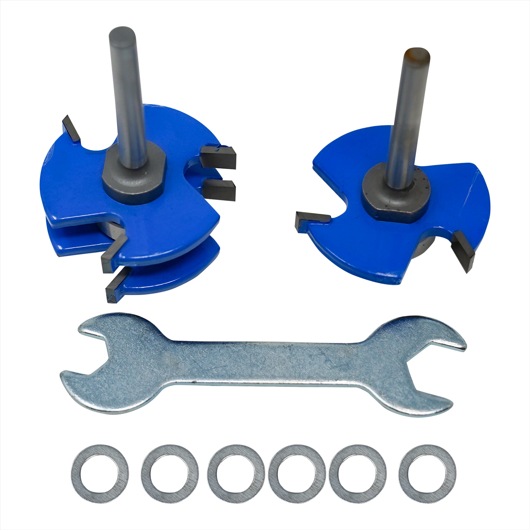 Tongue And Groove Router Bit 2PC Set 1/4" Shank T Type 3 Tooth Cutter Washers