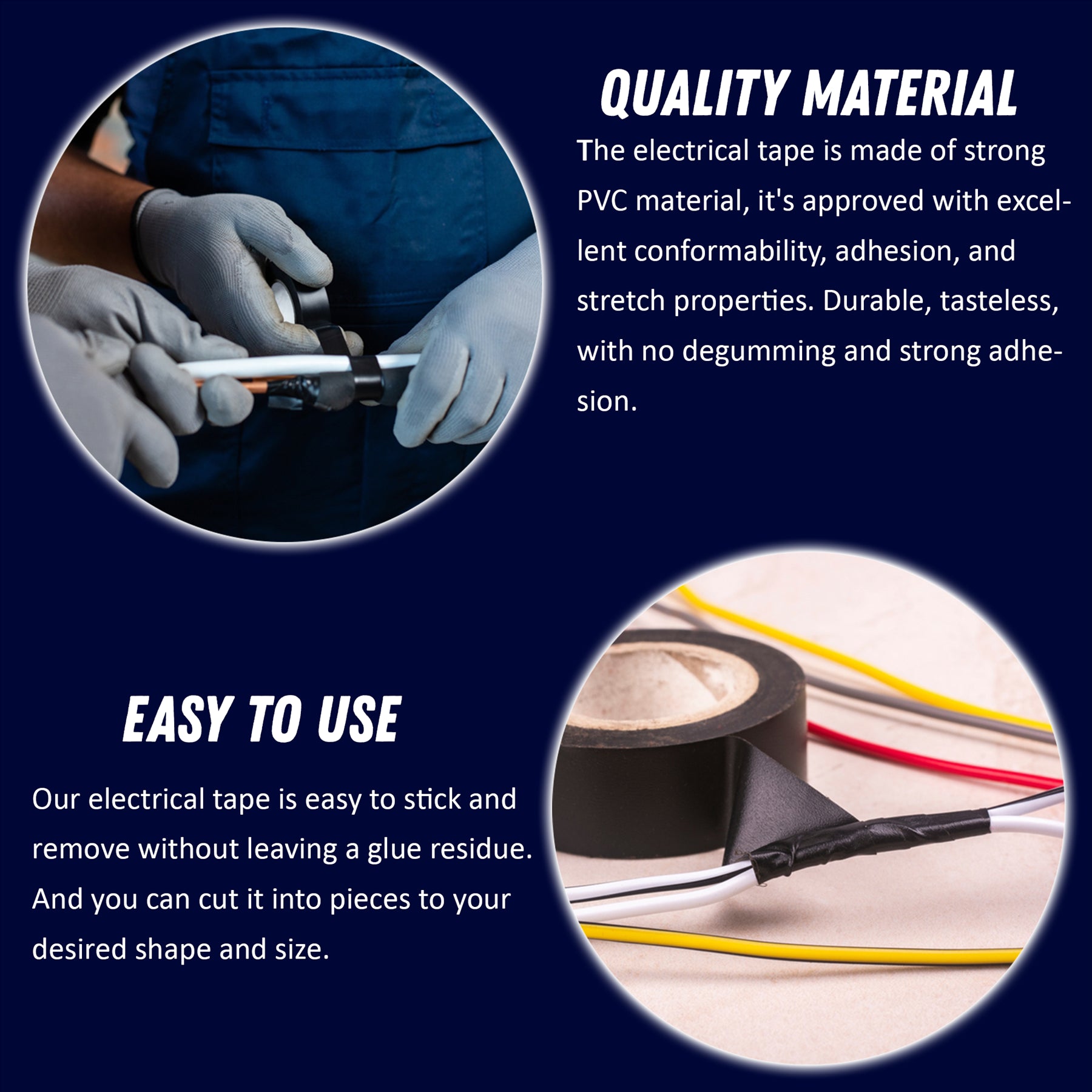 10PCS Wide Black PVC Electrical Tape 50mm x 33m Insulation Flame Retardant Long By Dapetz