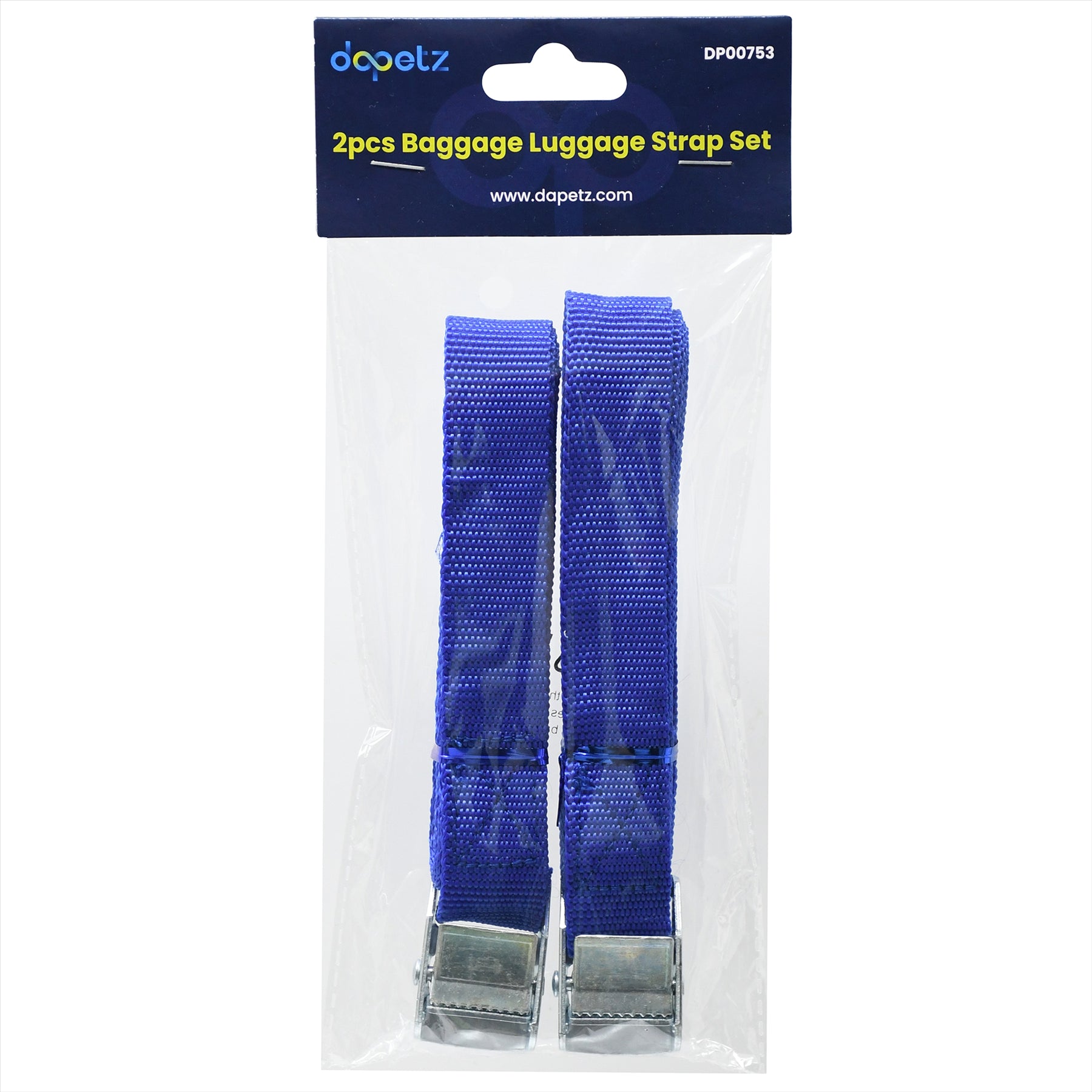 Set Of 2 Lashing Straps Cargo Luggage Tie Down Cam Buckle Roof Rack 2.5m X 25mm By Dapetz