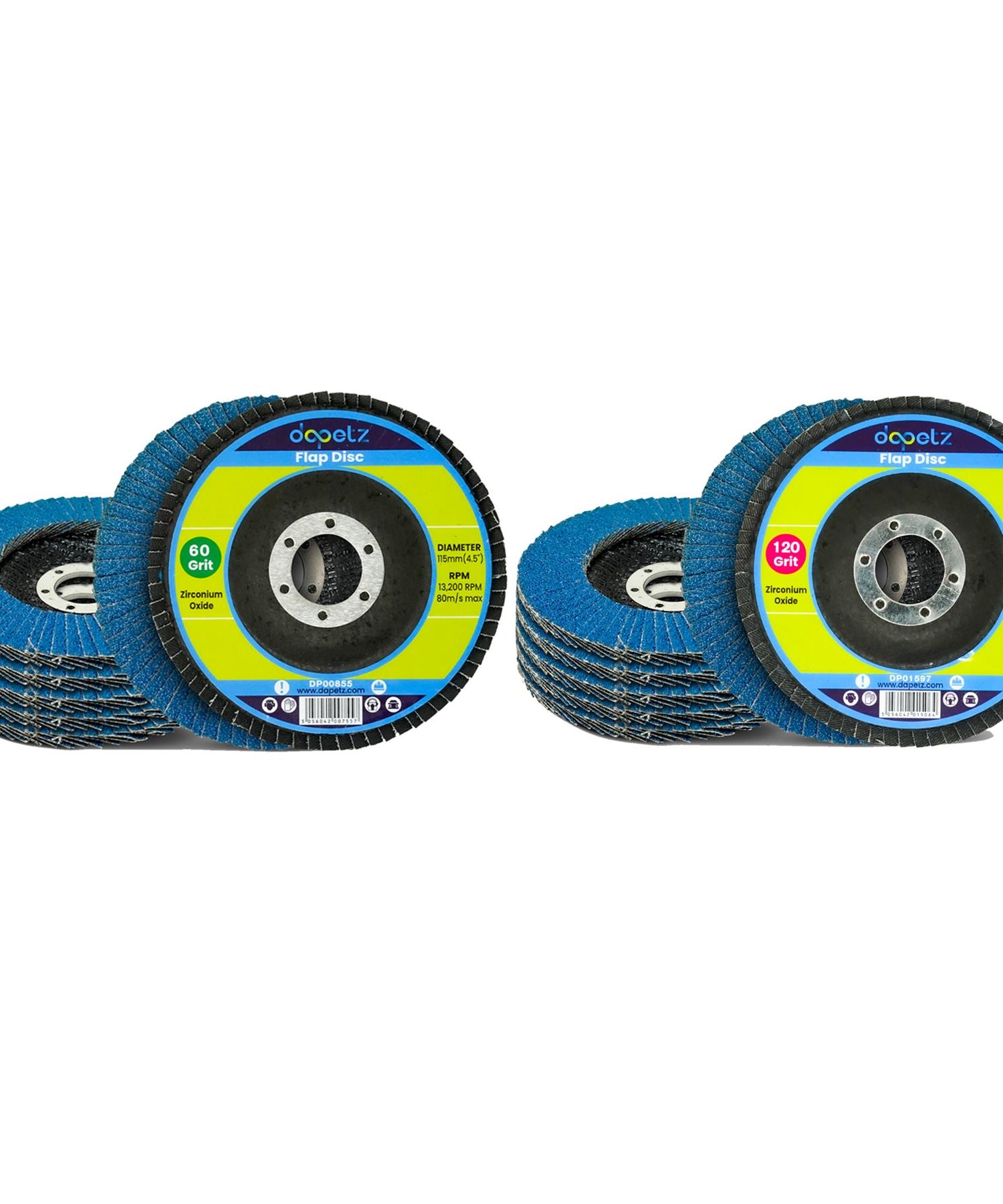 Flap Discs 115mm Sanding 10Pcs 60 120 Grit Grinding Disc 4.5" Zirconium Oxide by Dapetz