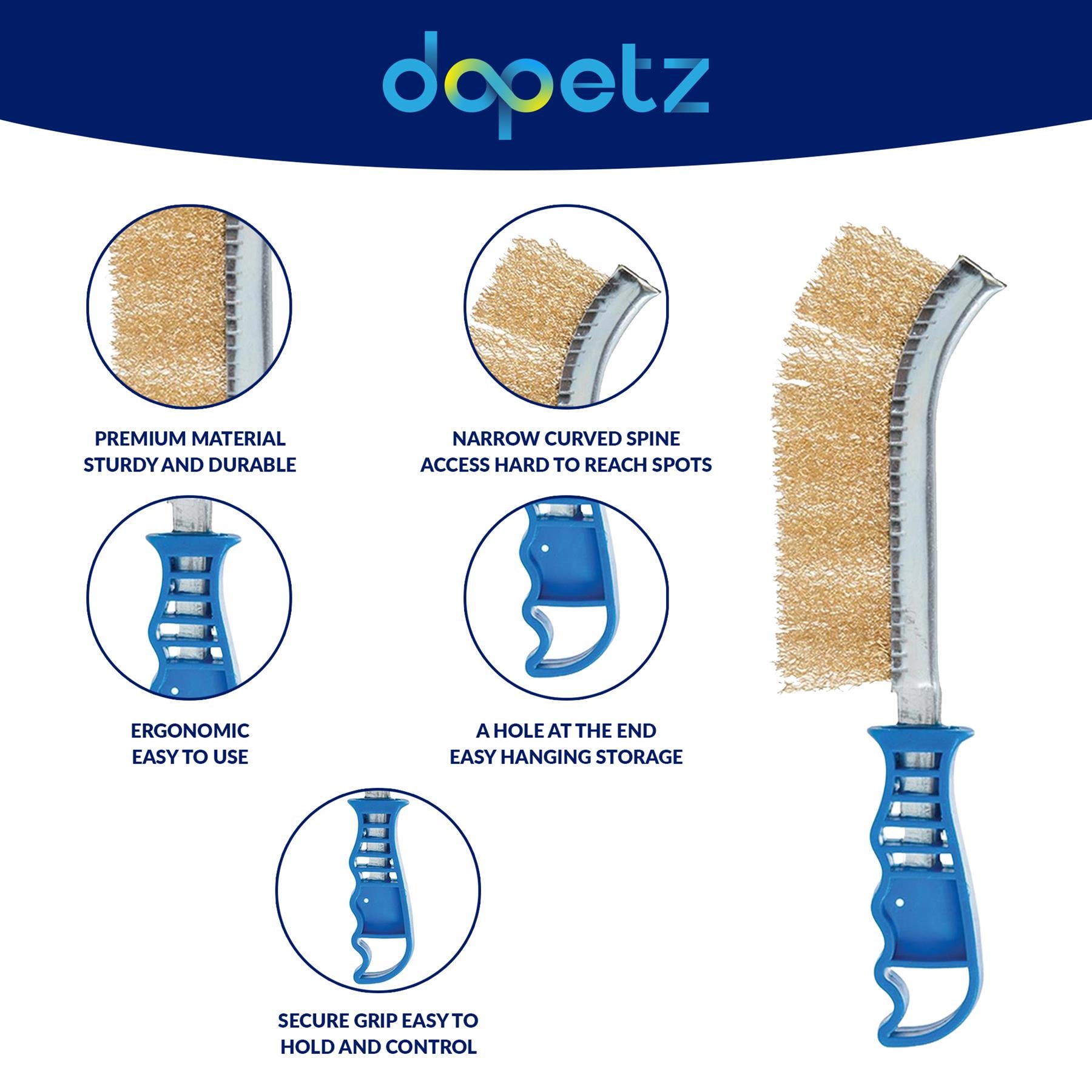 Brass Coated Hand Wire Brush With Plastic Handle . Heavy Duty DIY Tool Paint Rust Remover 35mm by Daptez