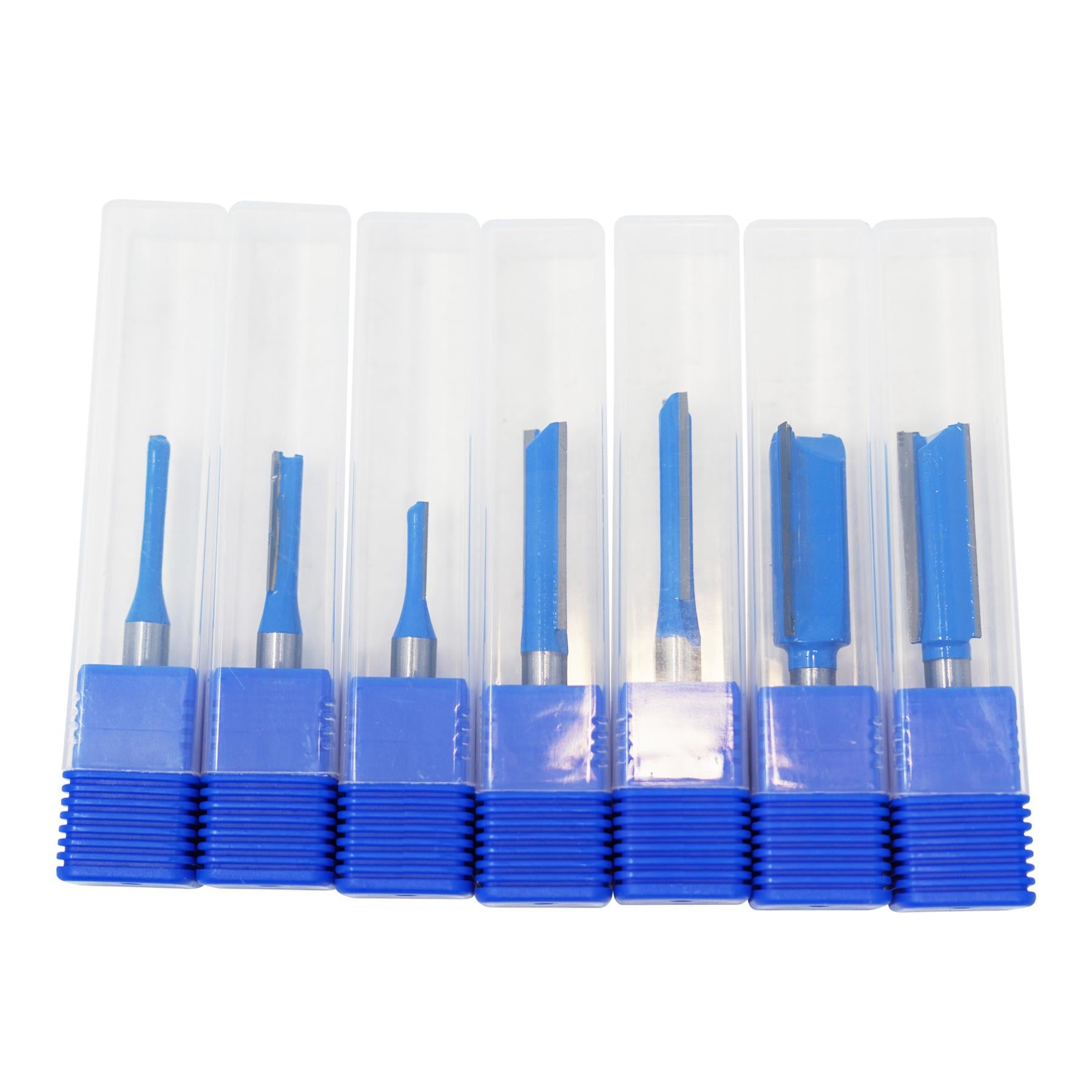 7Pcs Single Double Flute Straight Router Bit Set 1/4" Shank Woodworking Grove