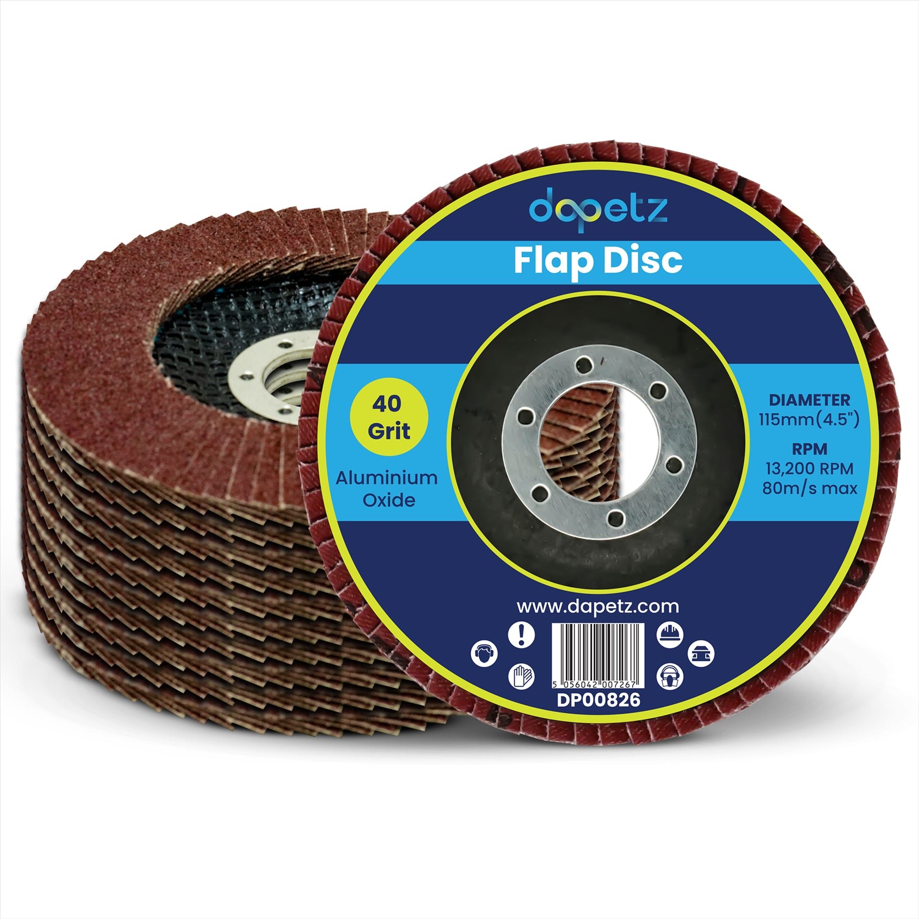 4.5" Flap Sanding Discs 115mm 40 Grit Grinding Wheels Disc Aluminium Oxide 10pcs By Dapetz